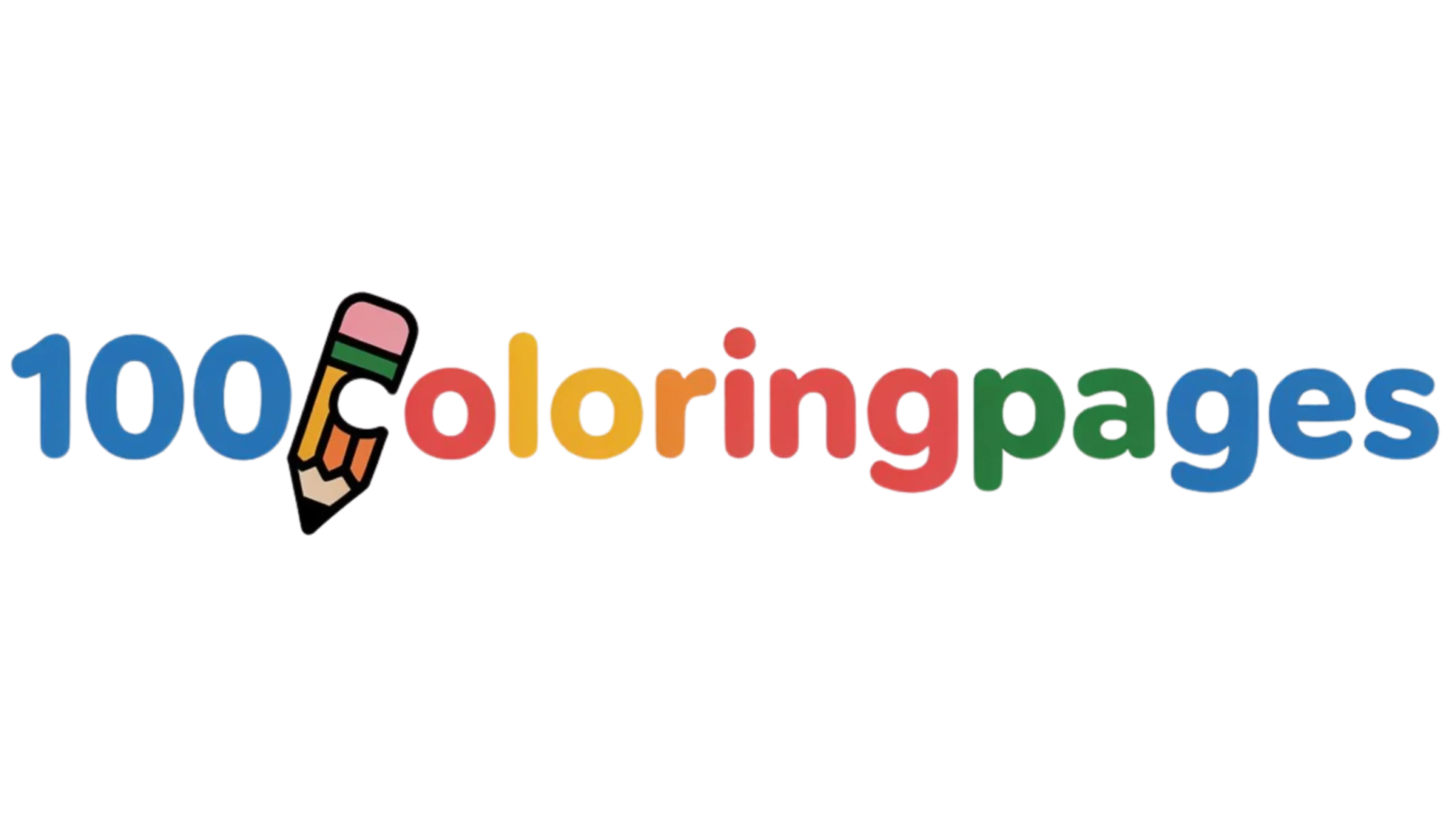 100ColoringPages logo with colorful text and pencil icon`