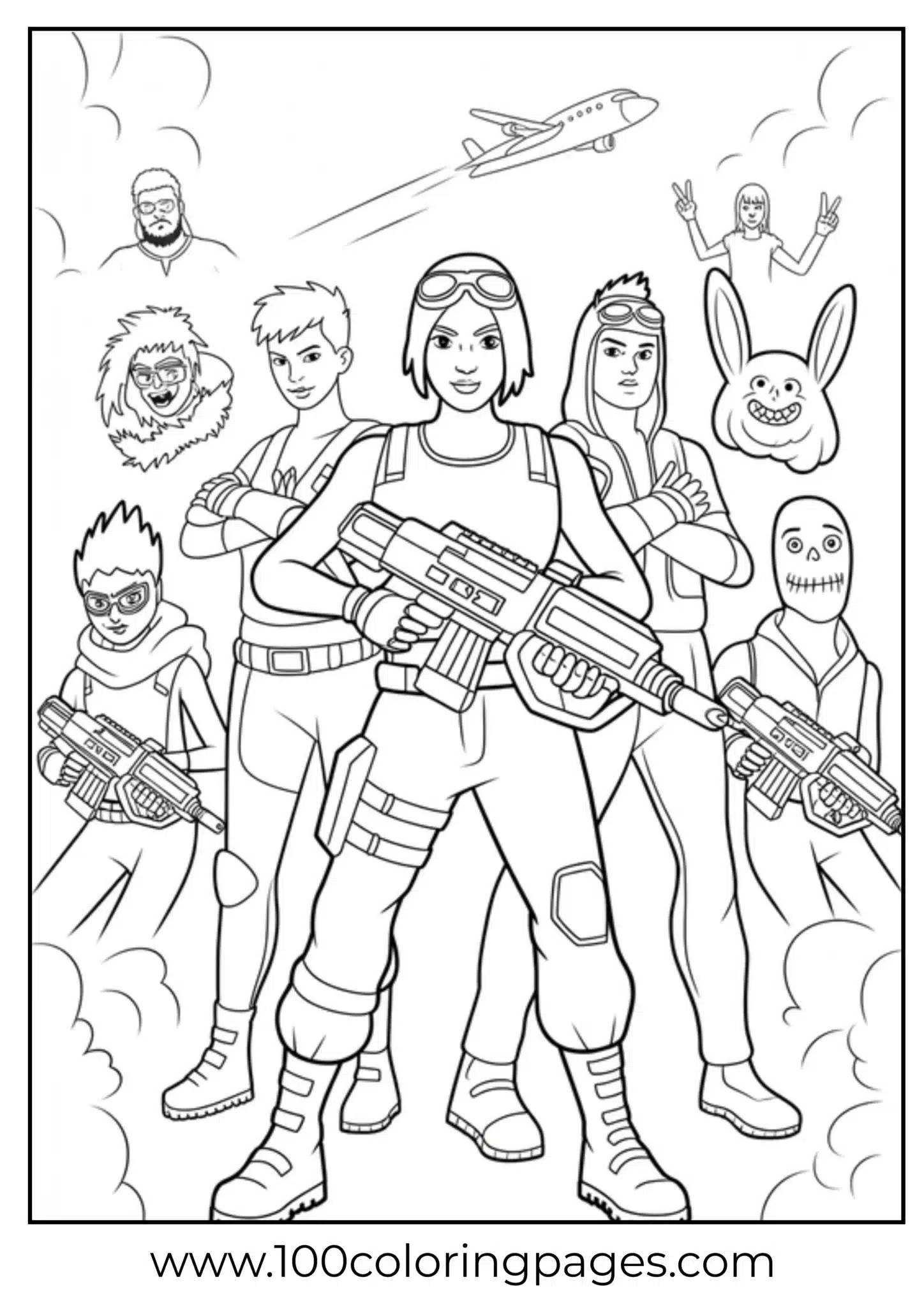 Group of various action heroes armed and ready