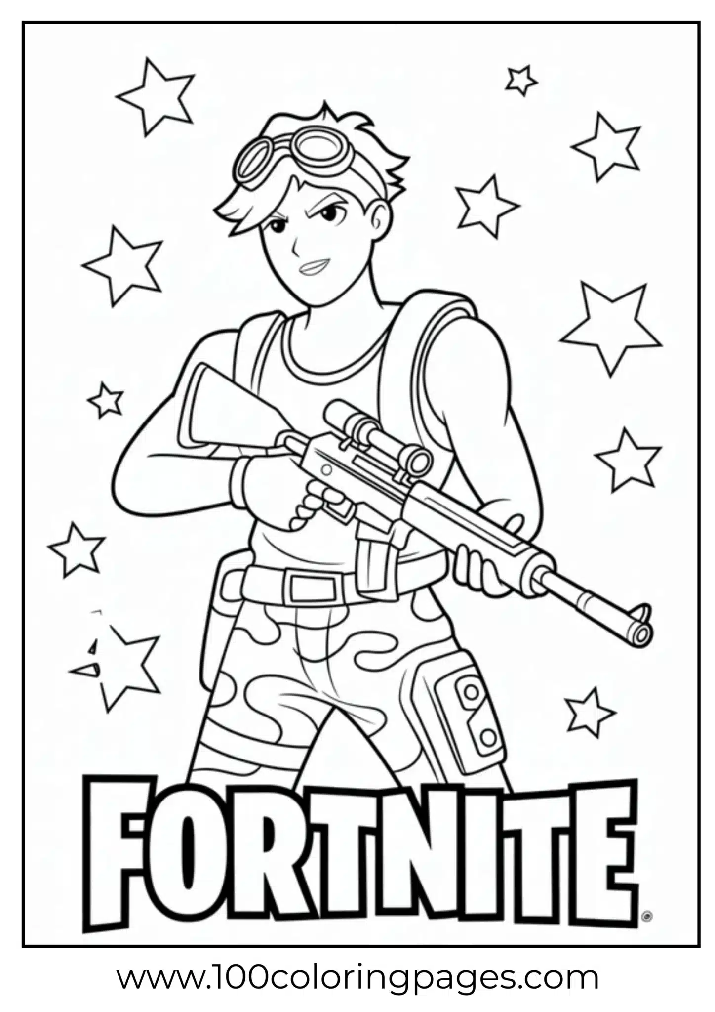 Fortnite character with weapon surrounded by stars