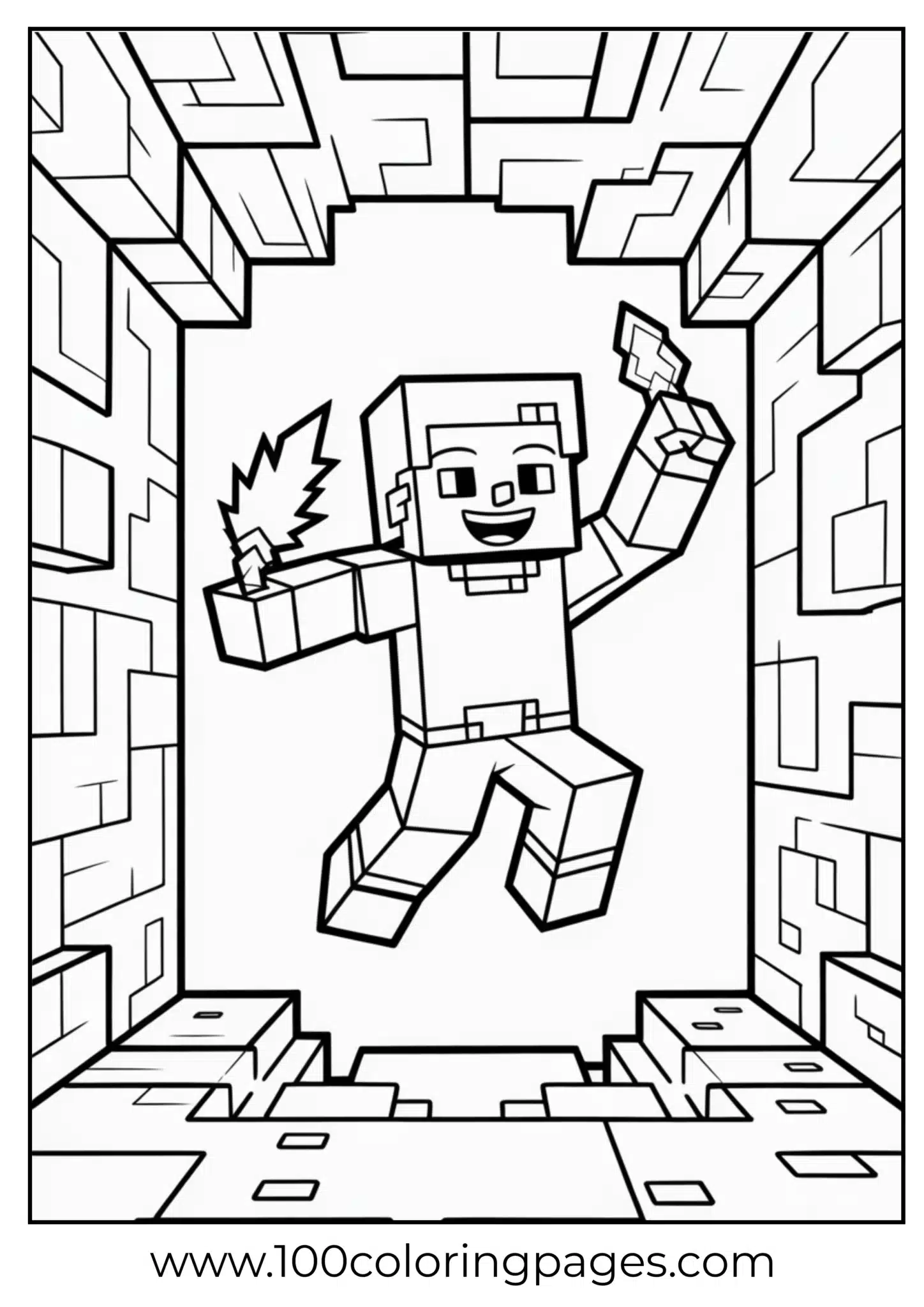 Minecraft character jumping in a 3D block environment