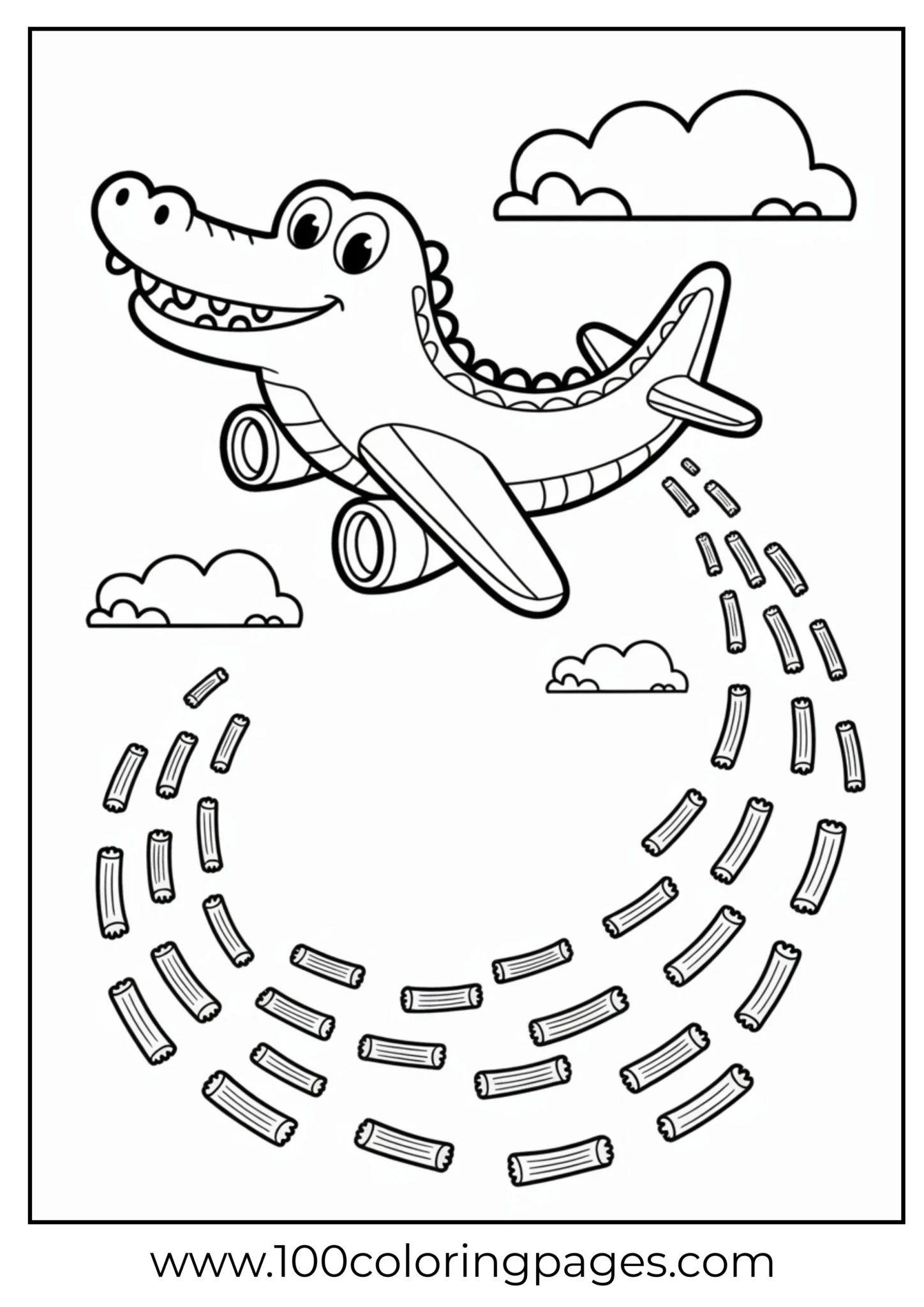 Alligator flying a plane, dropping cylinders