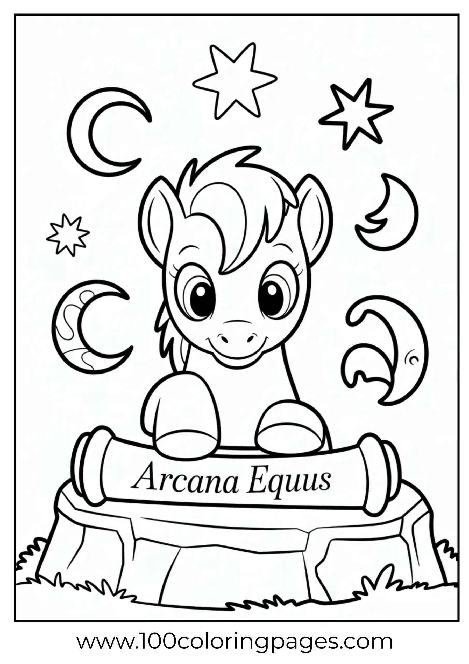 Pony studying magic scroll with symbols