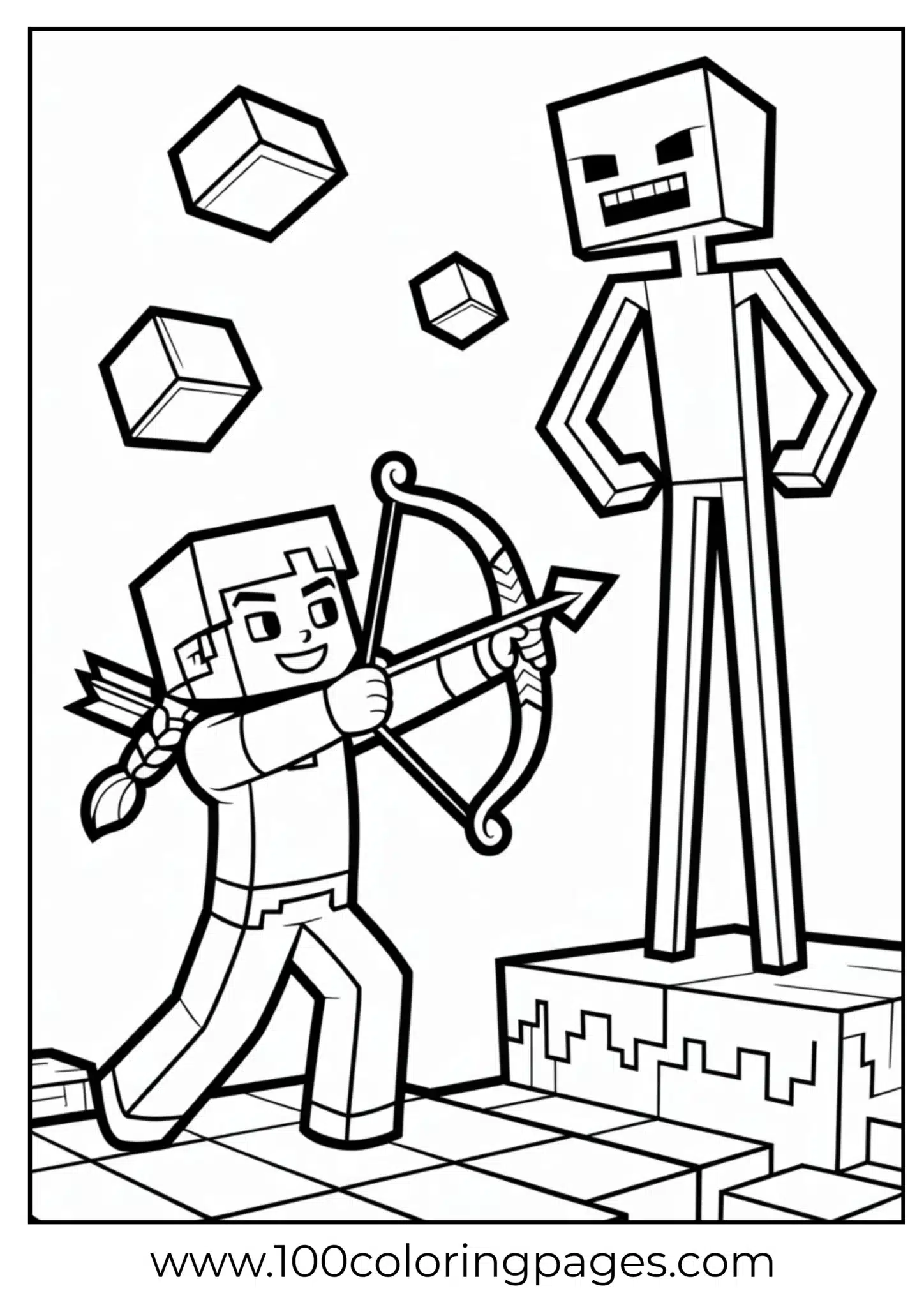 Archer with a bow and arrow facing a tall giant robot