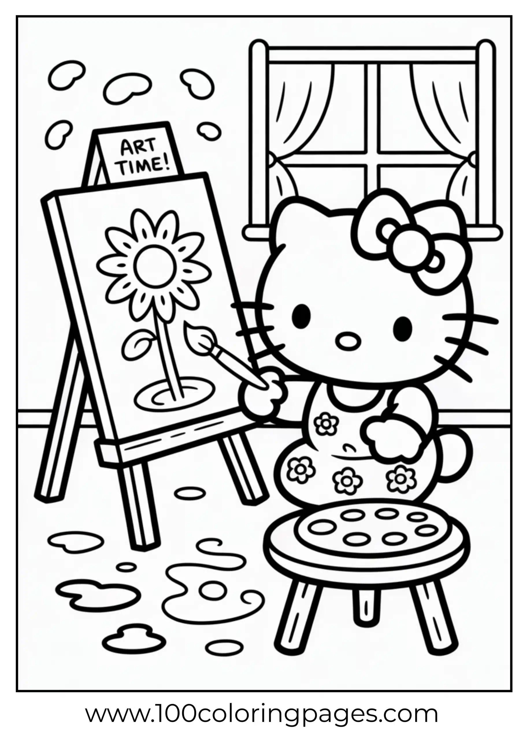 Hello Kitty painting on canvas coloring page