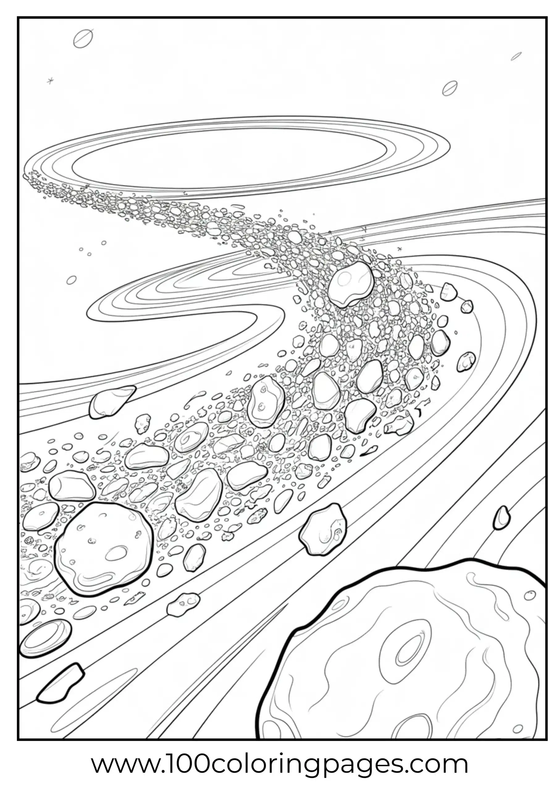 Asteroid belt between planets coloring page