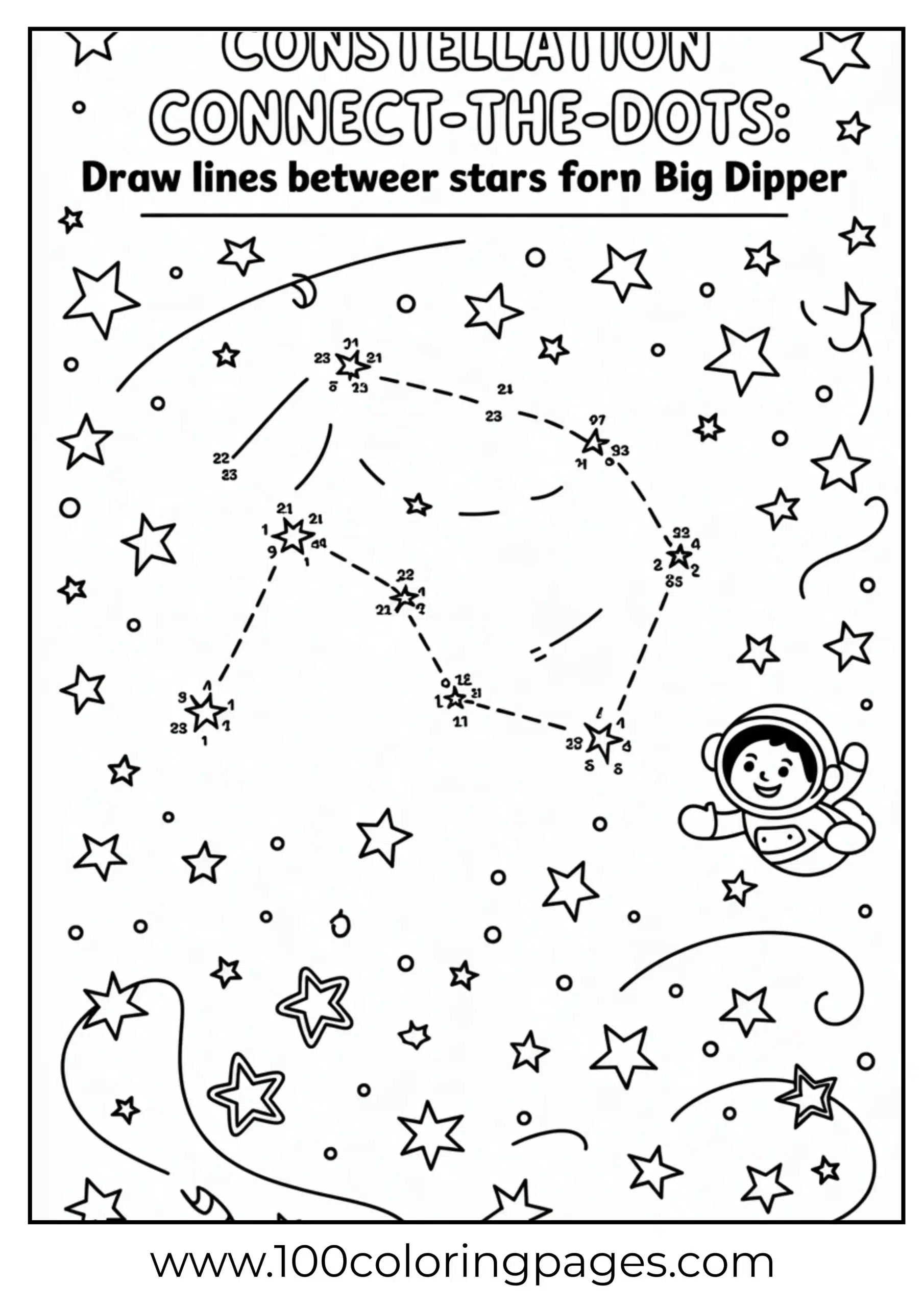 Connect the stars Big Dipper coloring page