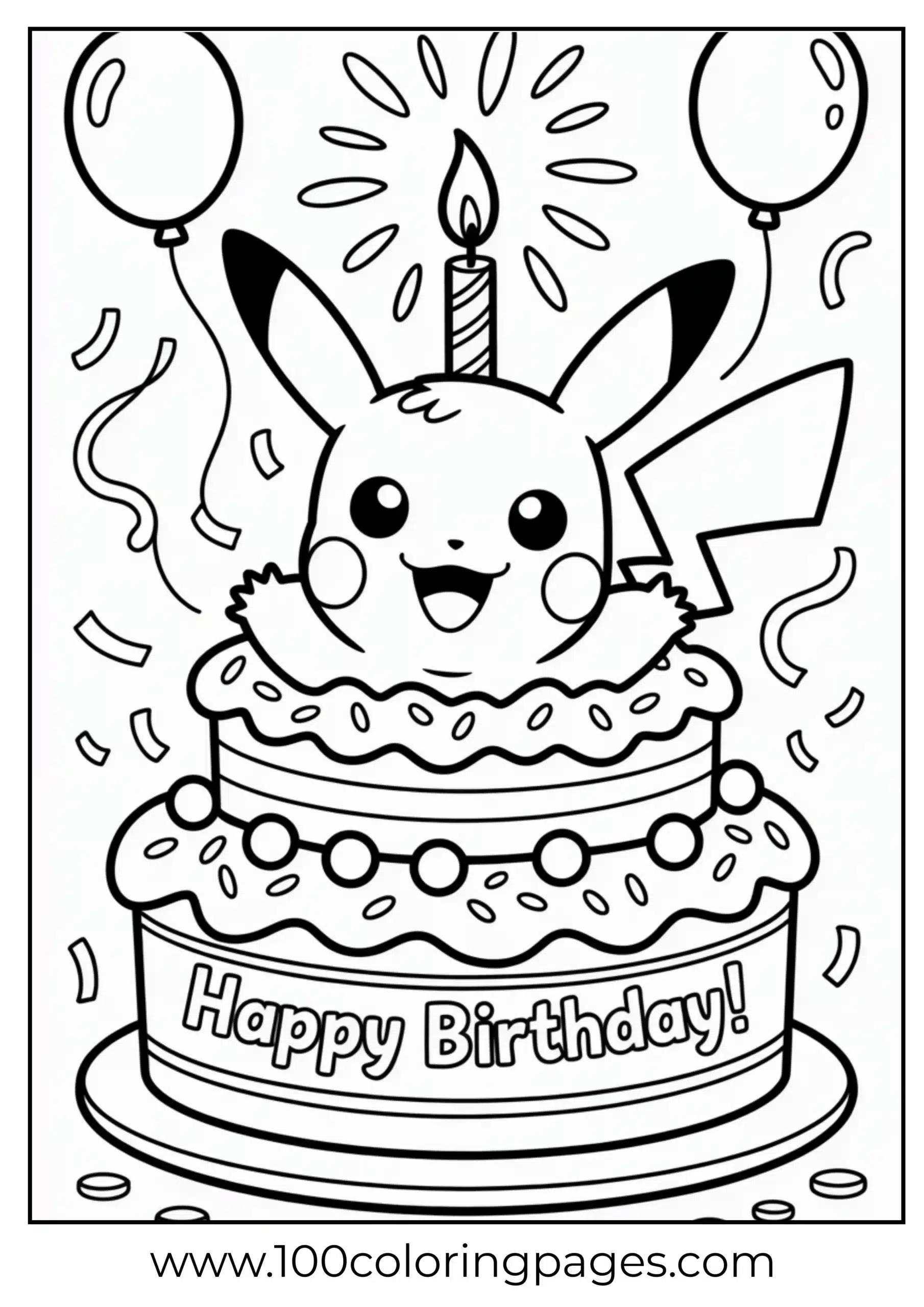 Pikachu bursting from birthday cake