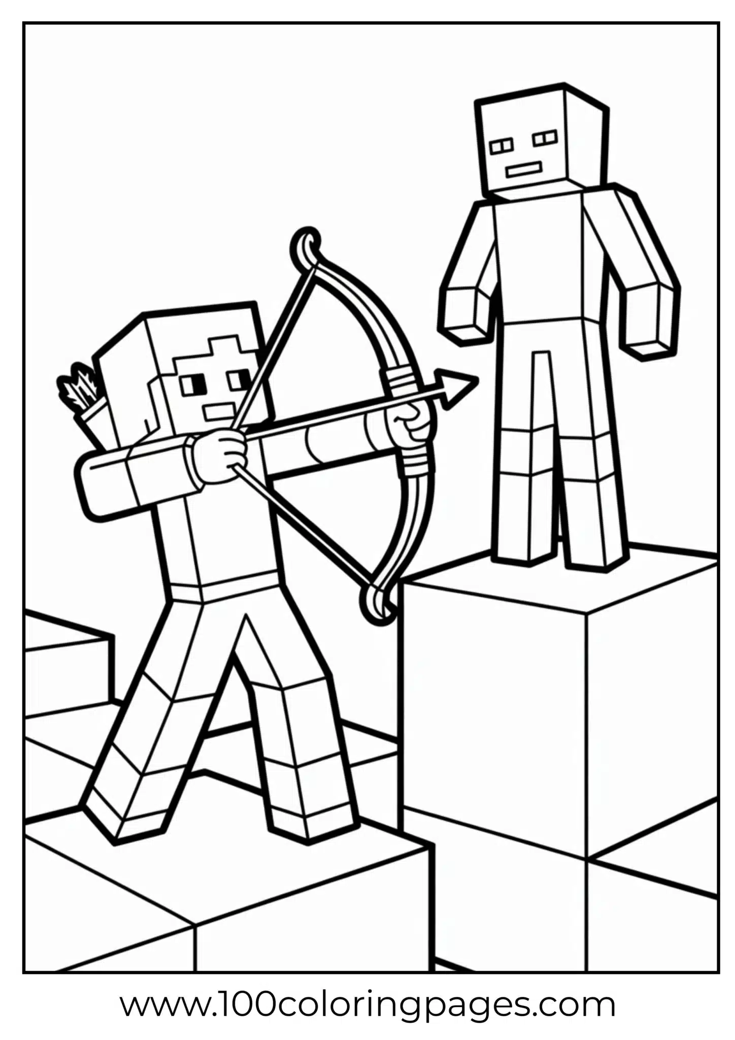 Two block characters, one with a bow, in a playful stance