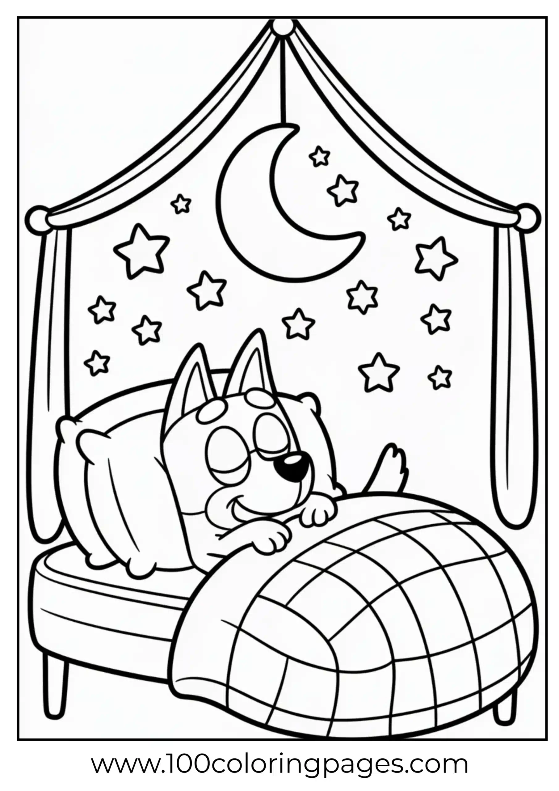 Bluey bedtime coloring page
