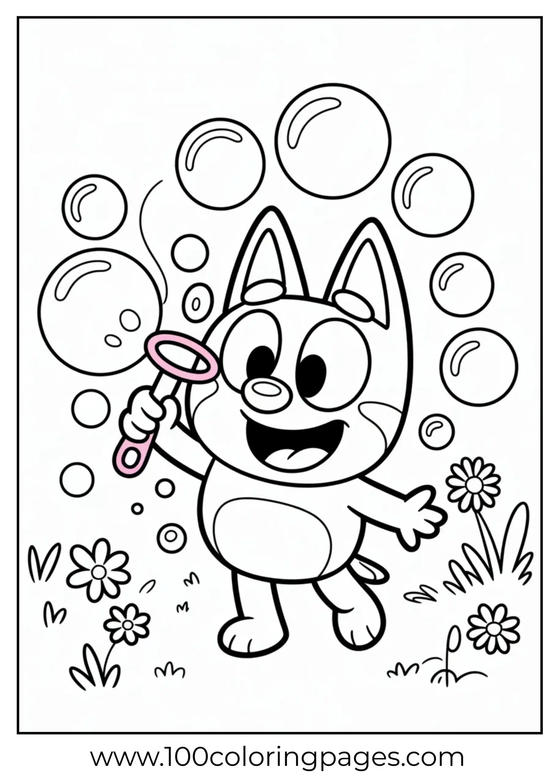 Bluey blowing bubbles coloring page