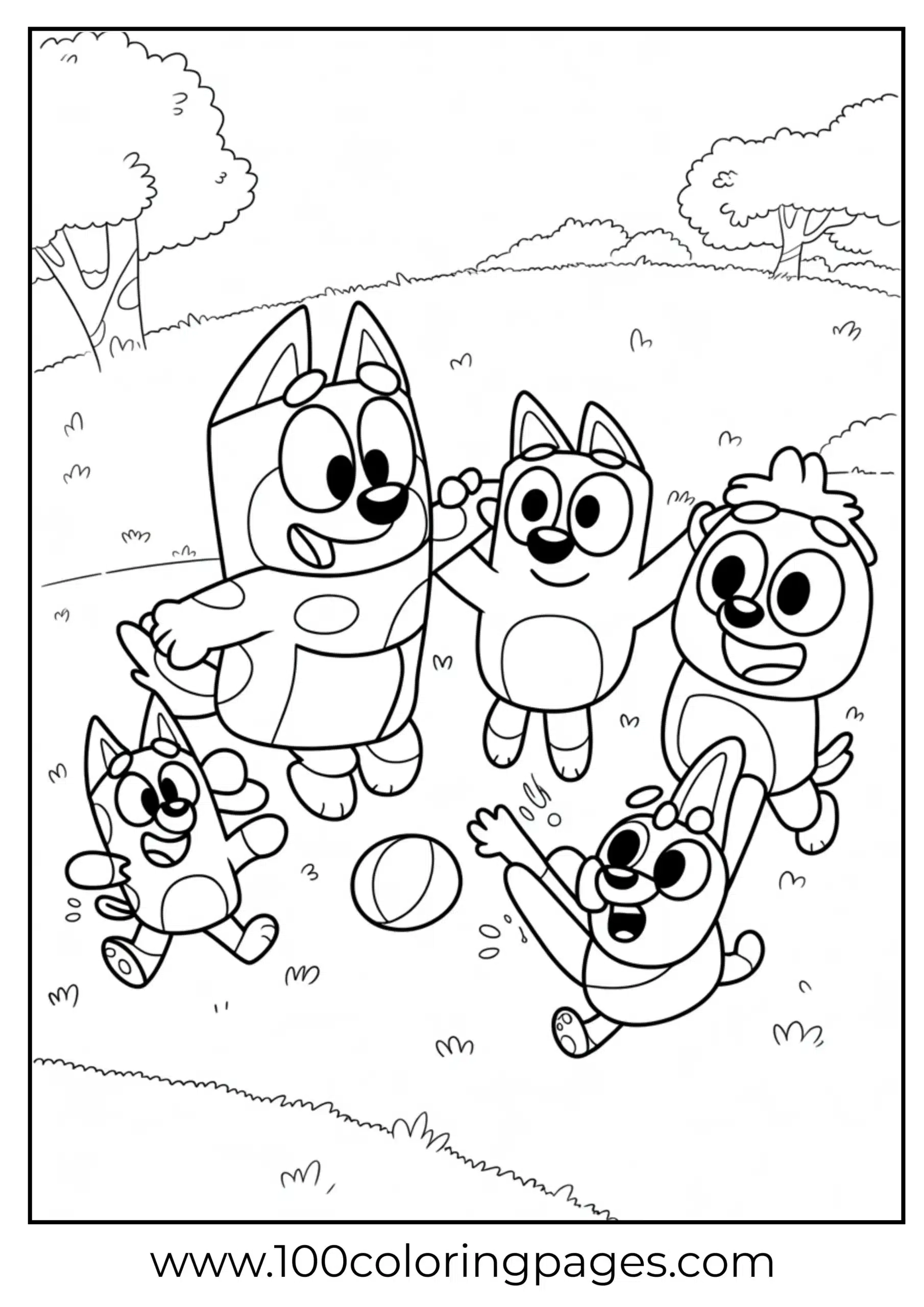 Bluey and friends coloring page