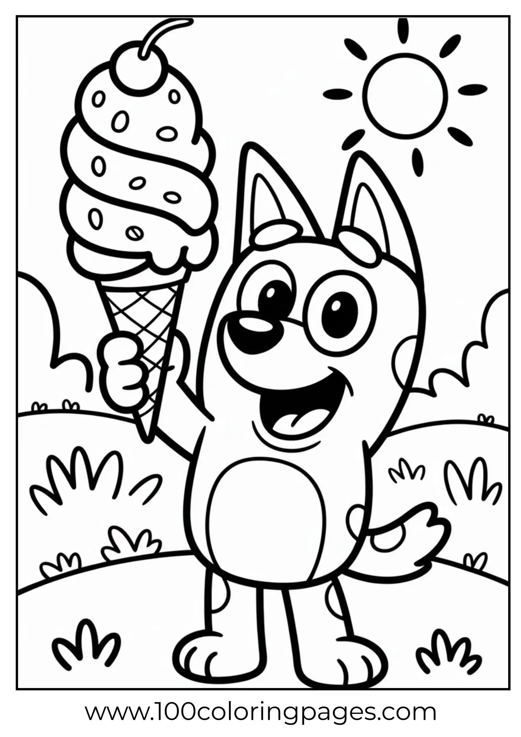 Bluey with ice cream coloring page