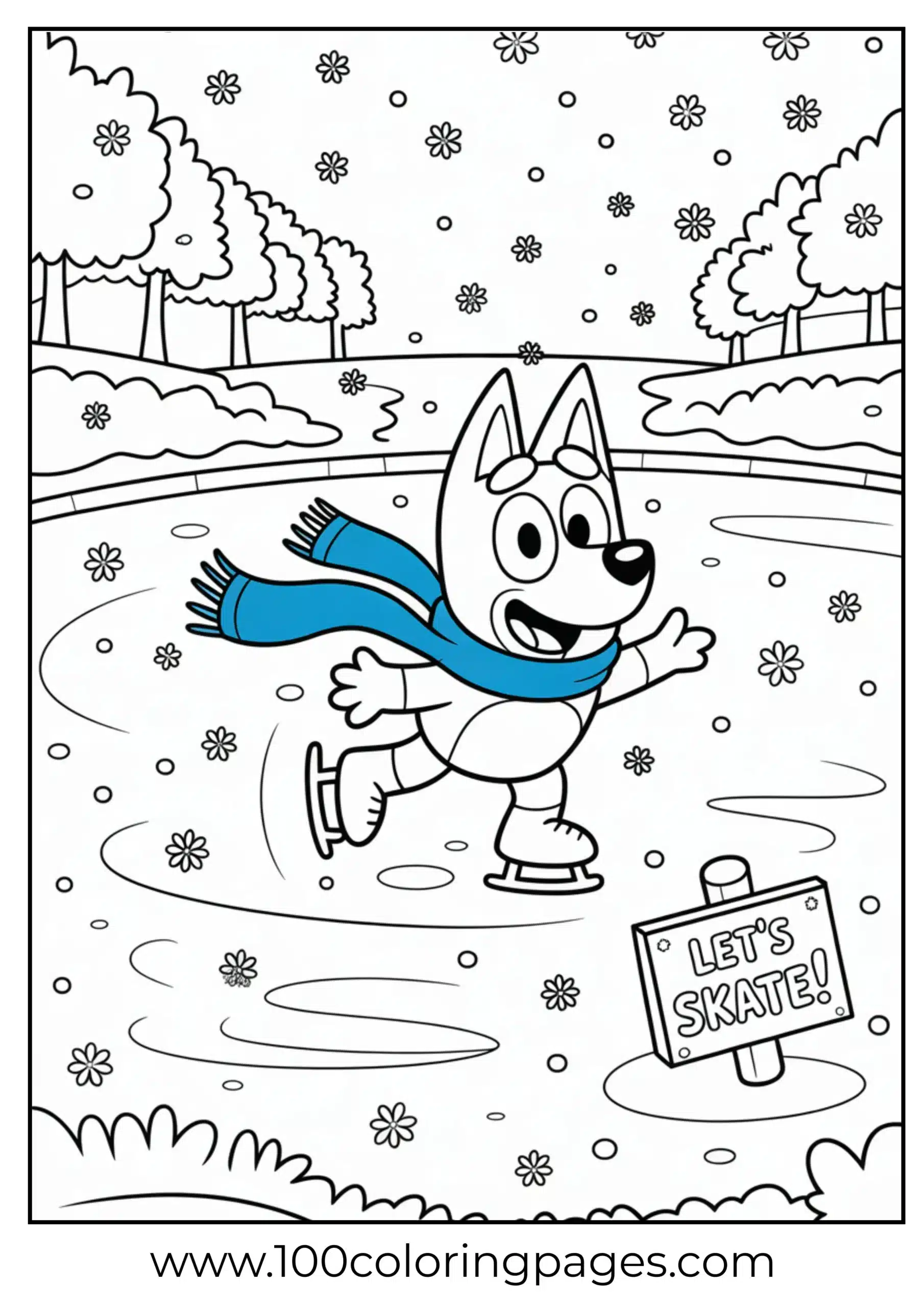 Bluey ice skating coloring page