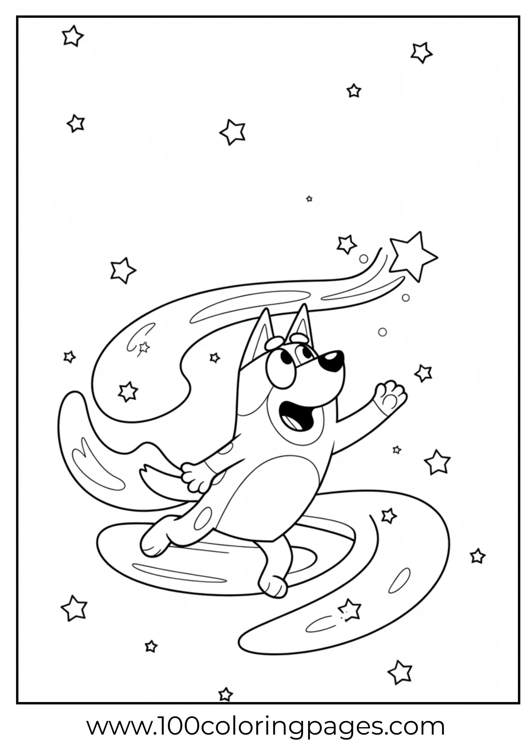 Bluey catching a star coloring page