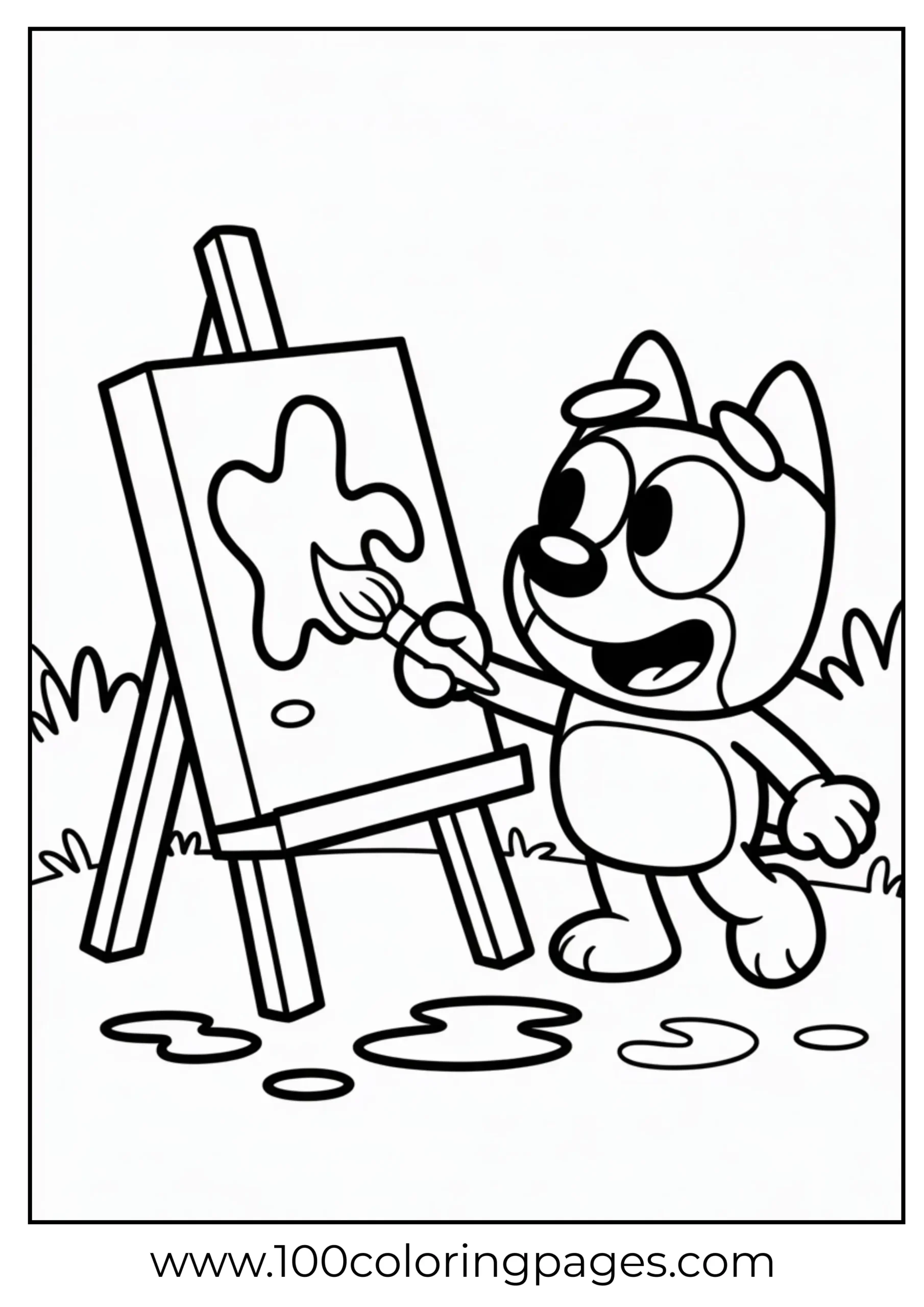 Bluey painting coloring page