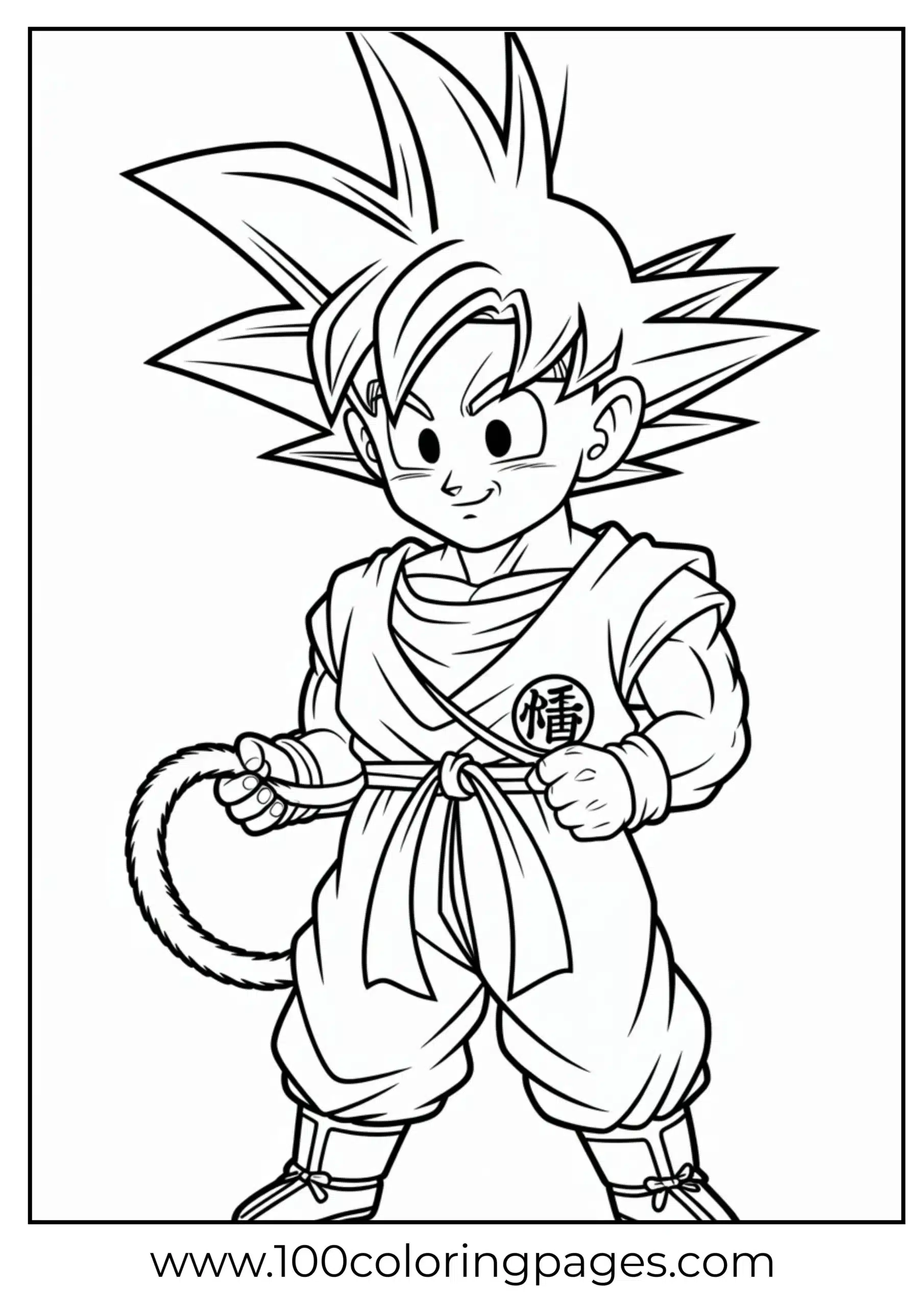Goku at rest holding belt coloring page