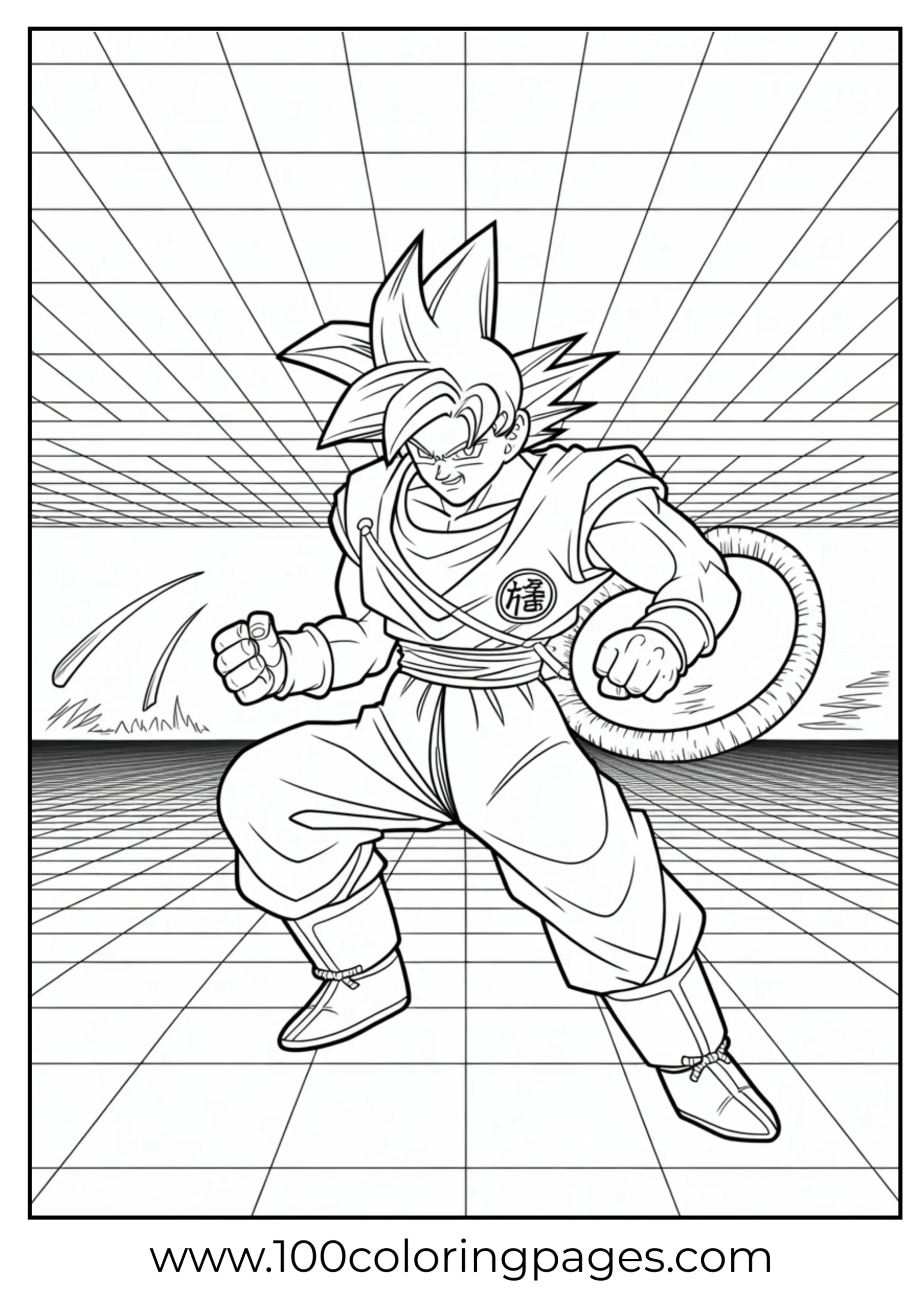 Goku training at Capsule Corp coloring page