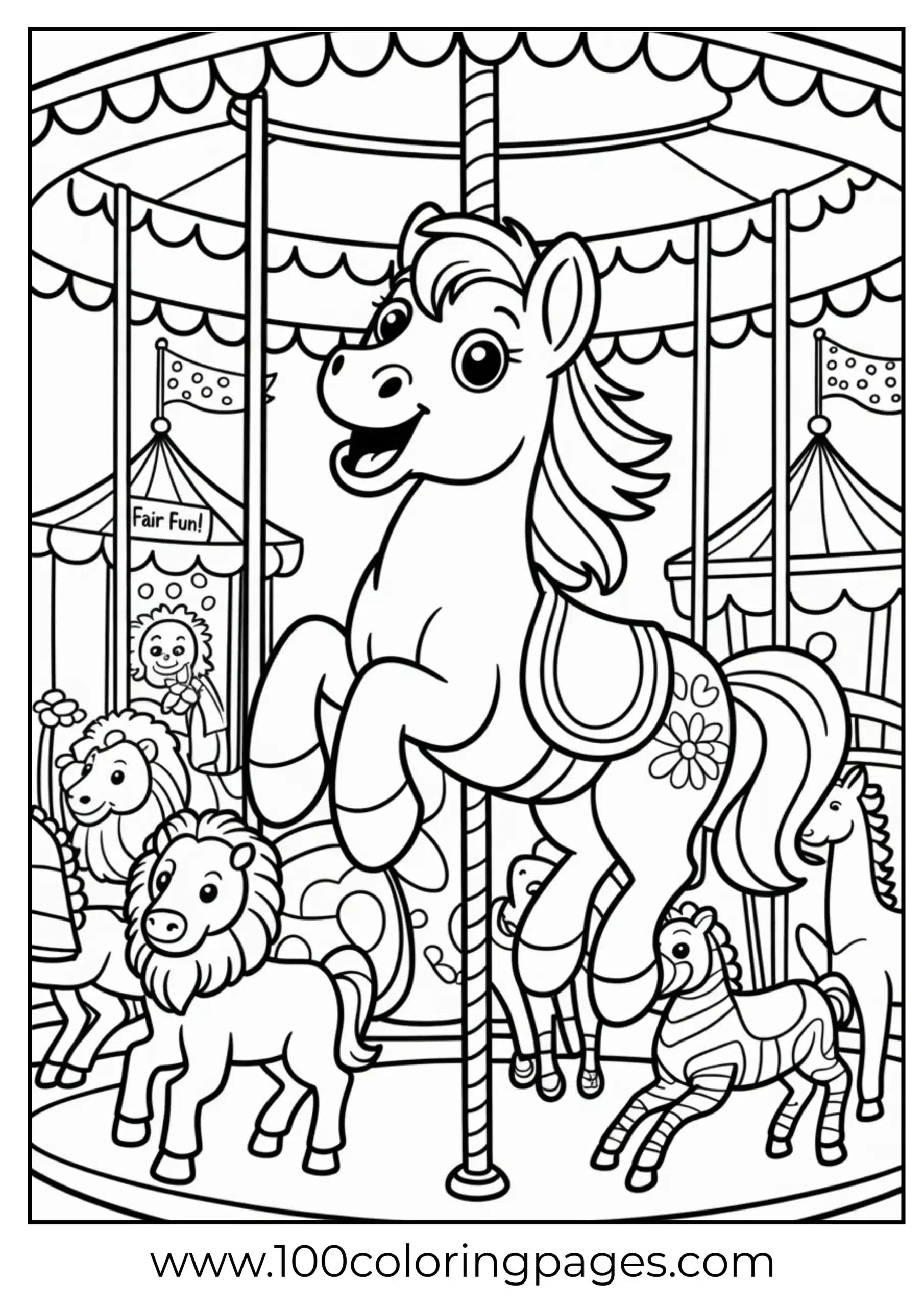 Pony riding merry-go-round at fair