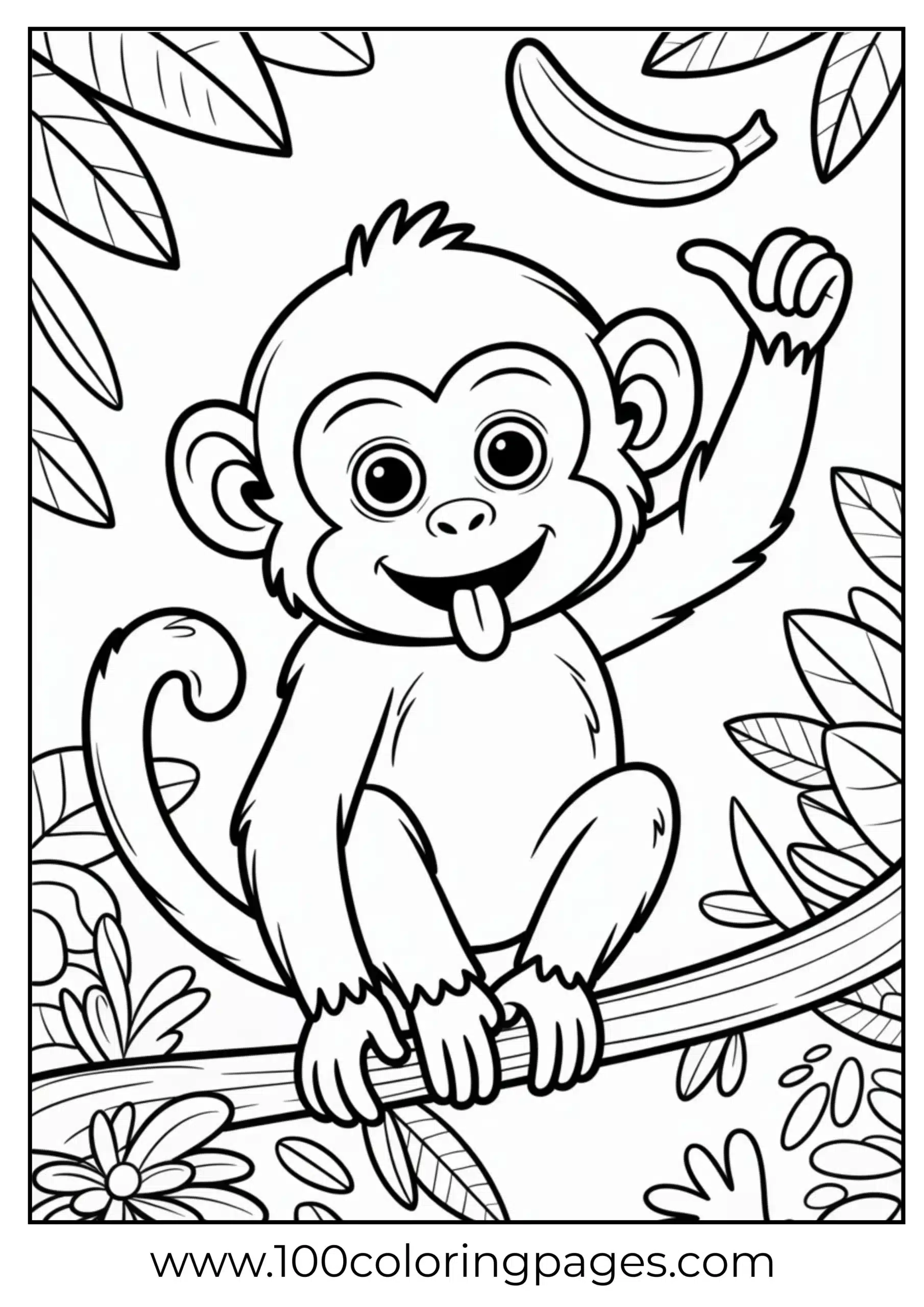 Monkey sticking tongue coloring page