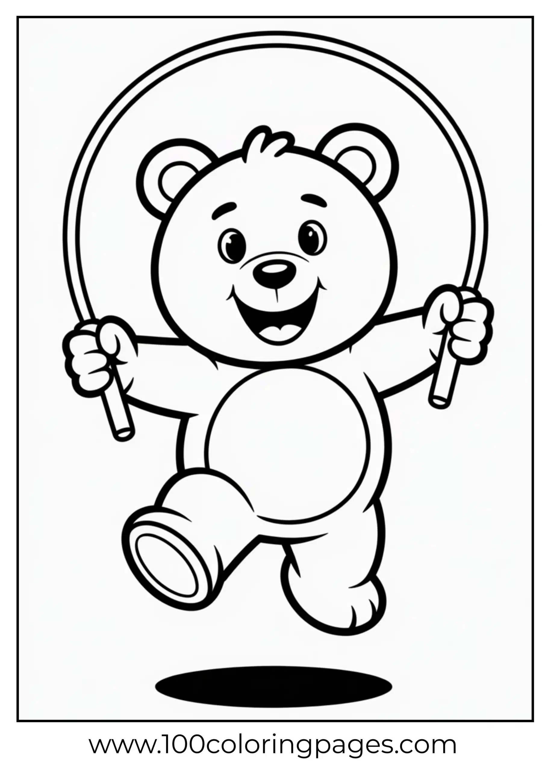 Cheer Bear playing jump rope coloring page