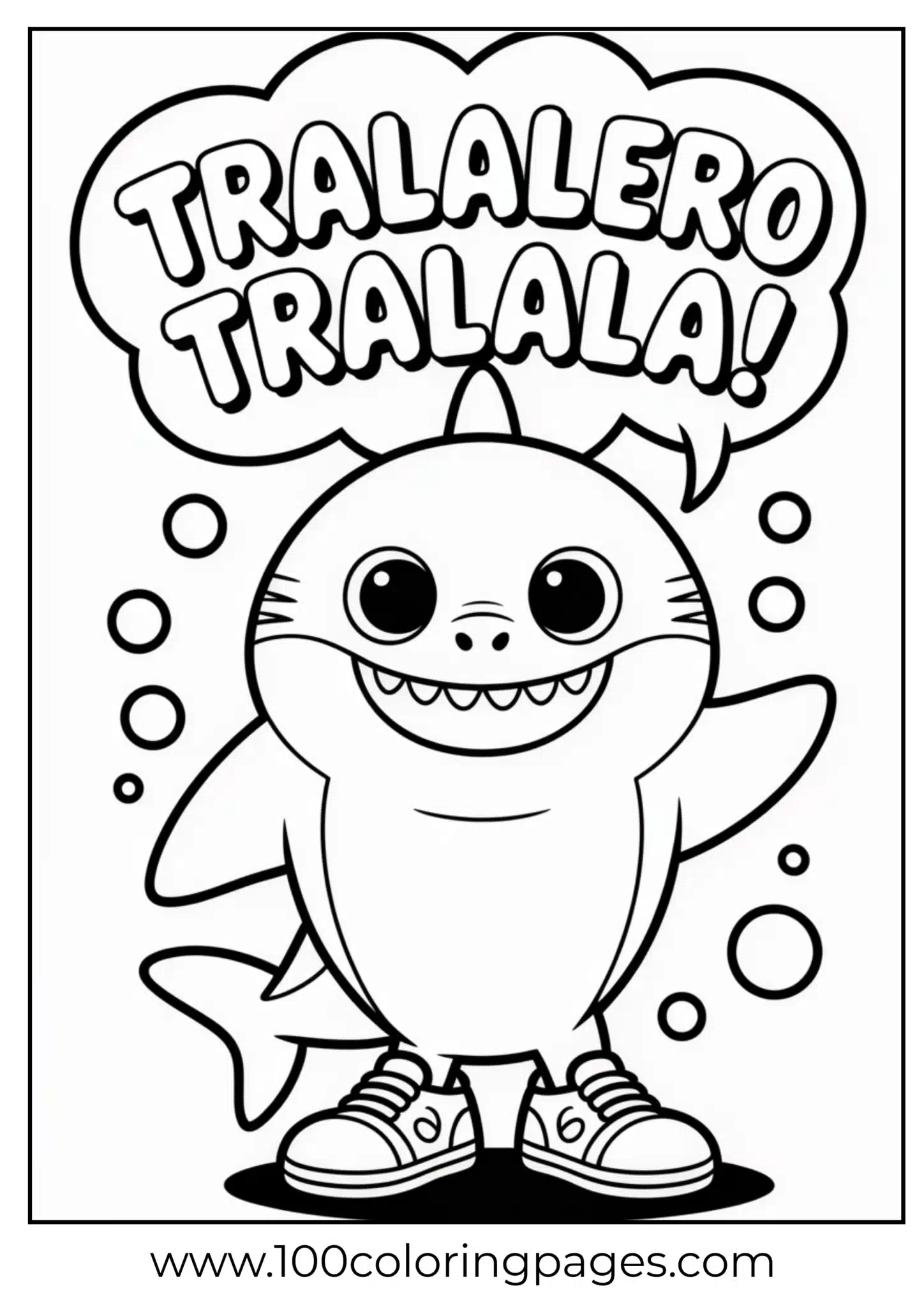 Cheerful shark singing with the text 'Tralalero Tralala!'