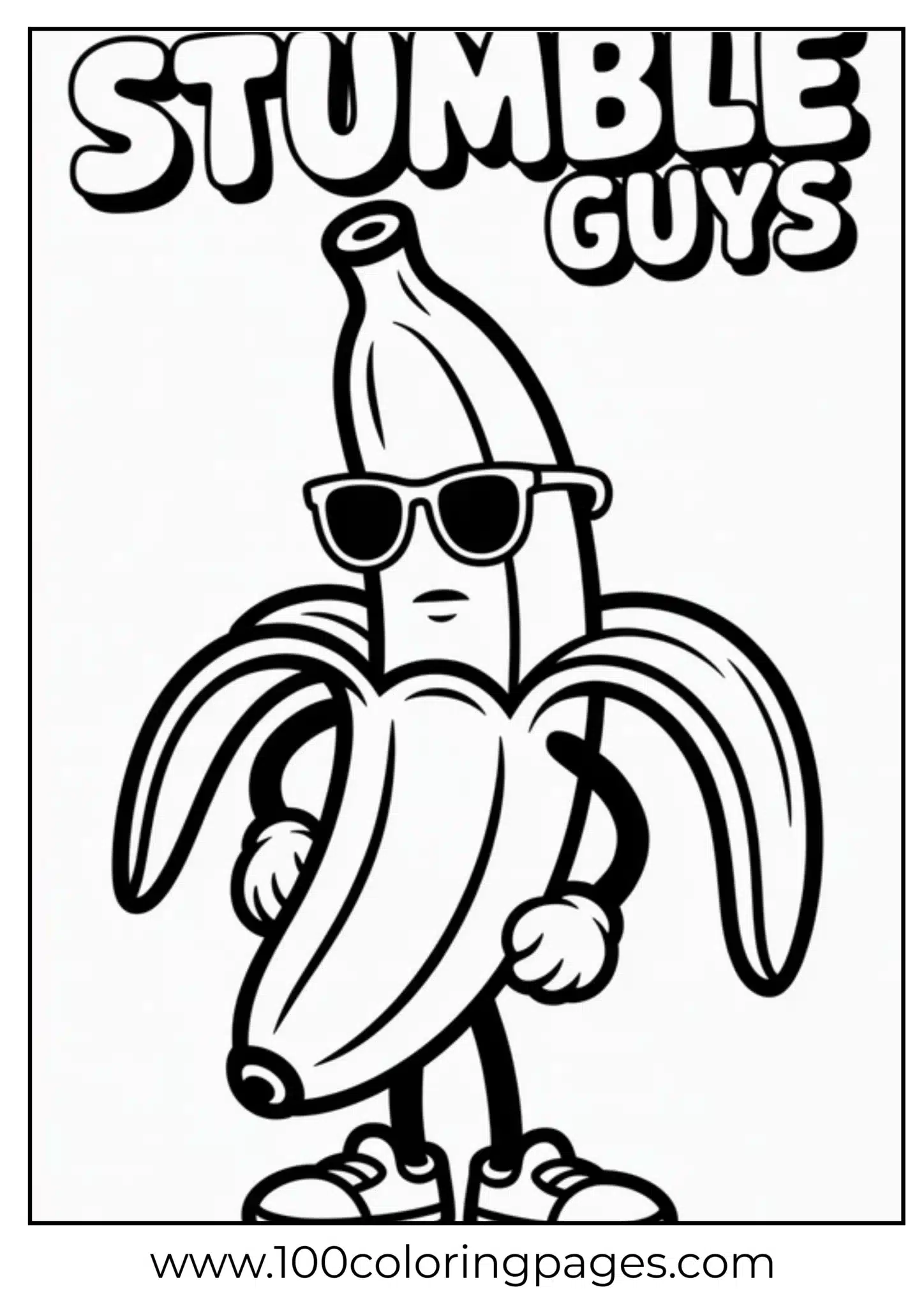 Cool banana character with sunglasses and sneakers