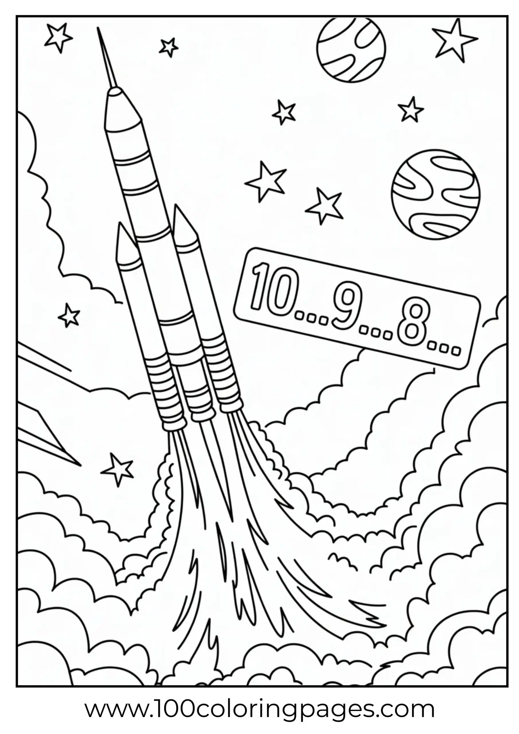 Rocket countdown coloring page
