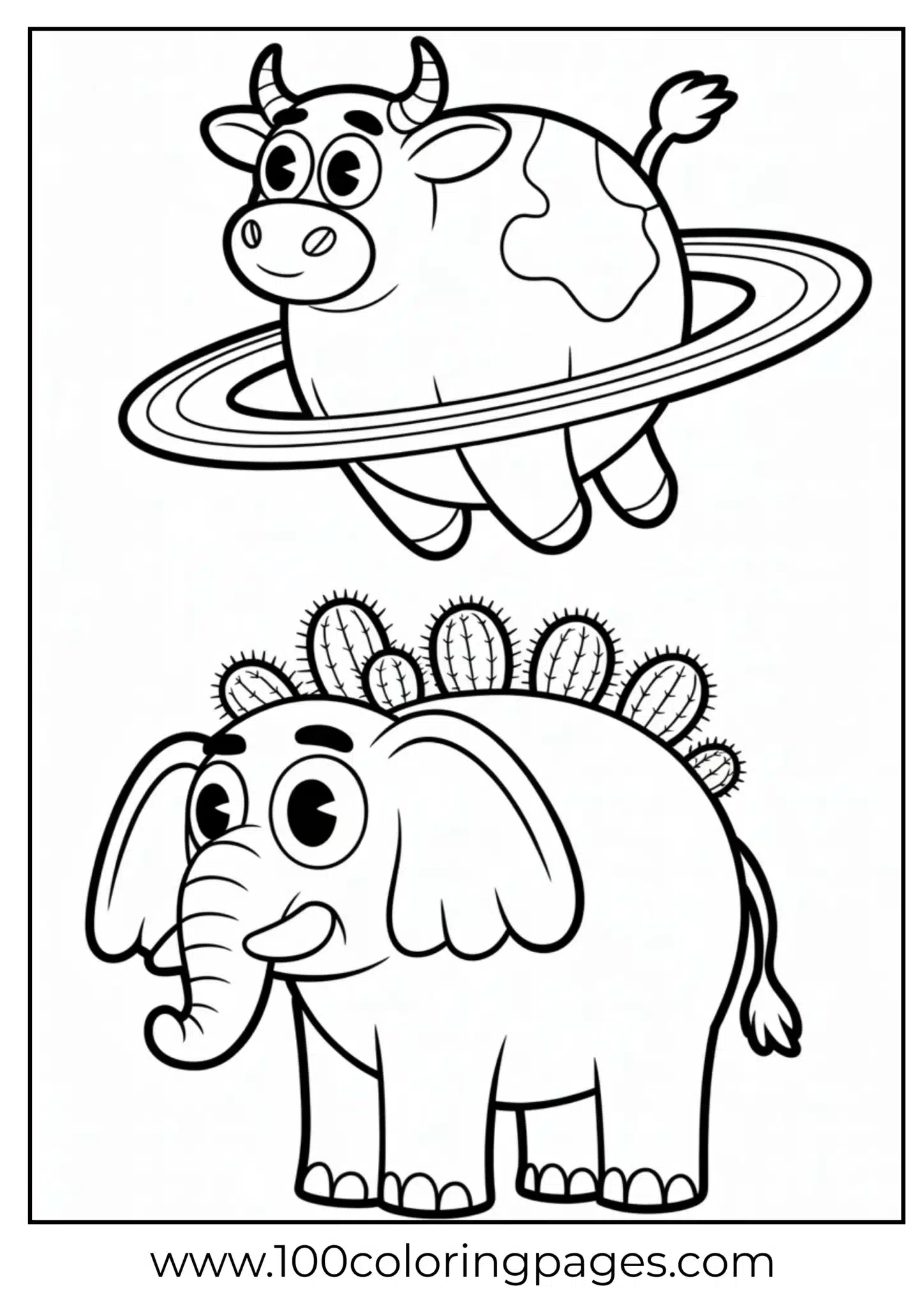 Cow orbiting in space and a friendly elephant