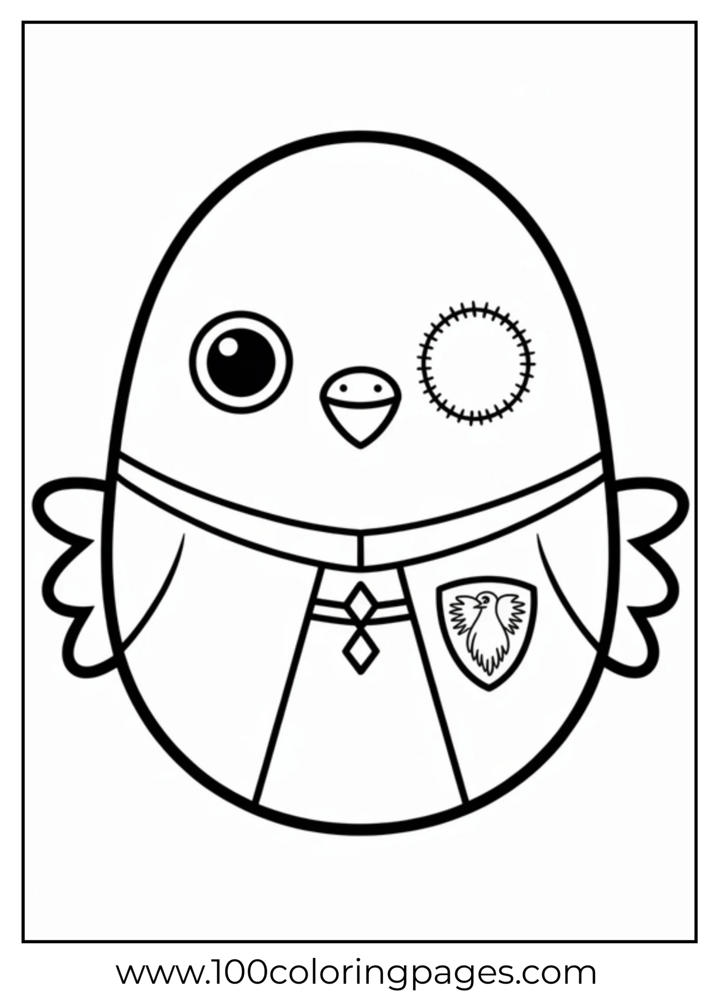 Cute chick in a whimsical costume with decorative elements