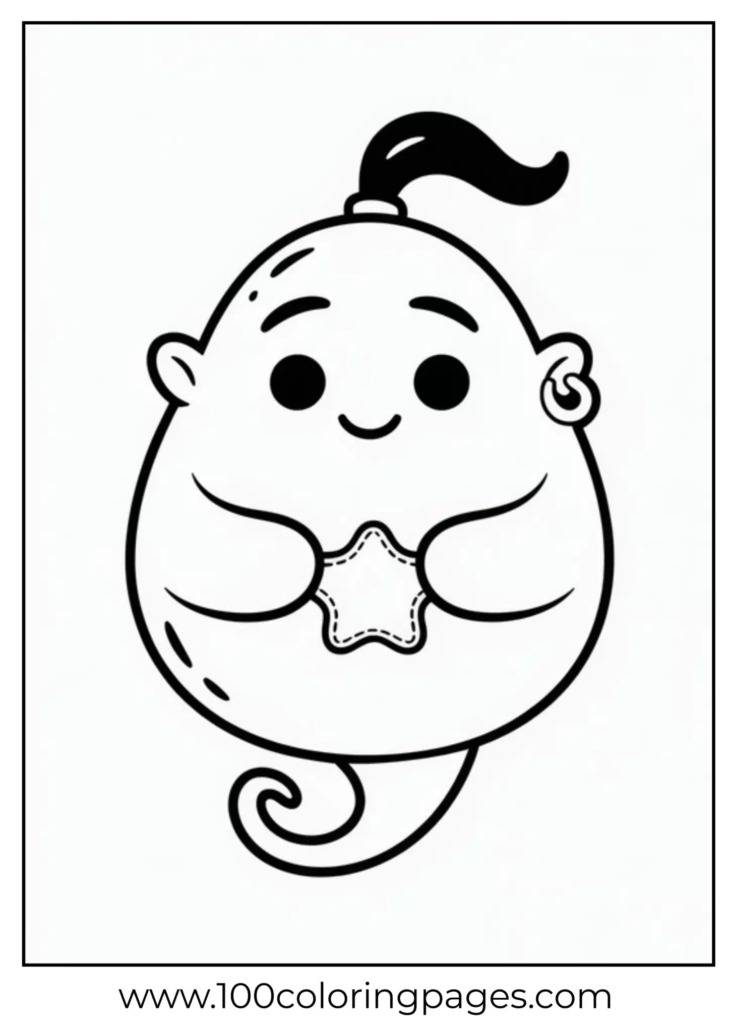Cute ghost with a star, smiling and floating