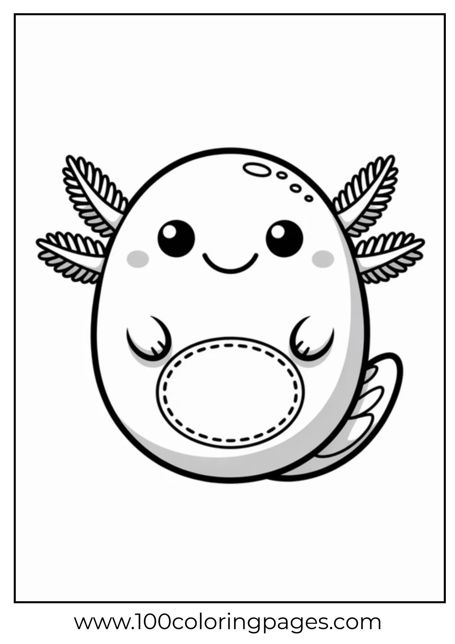 Smiling round creature with wings, ready for coloring