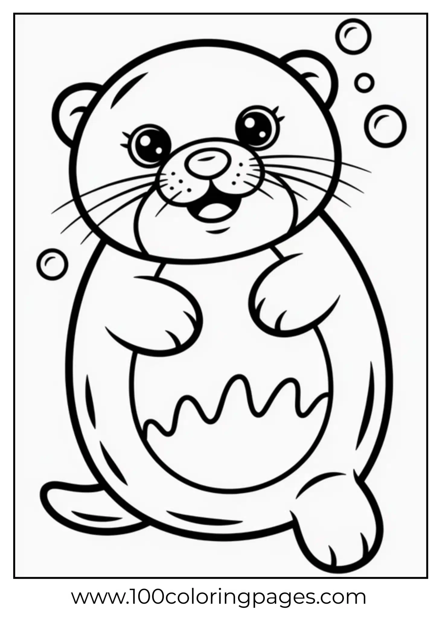 Cute otter standing with bubbles floating around