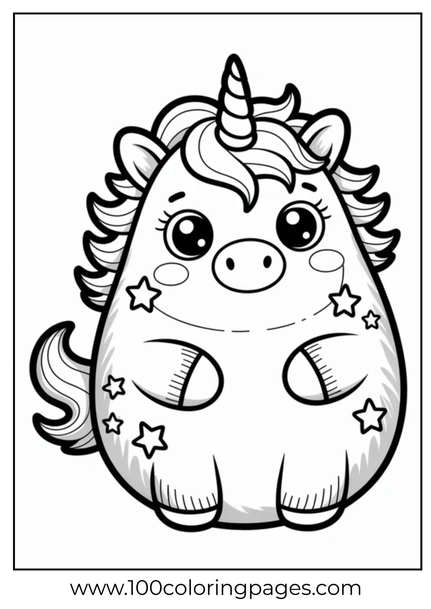 Adorable cartoon unicorn creature with stars and happy eyes