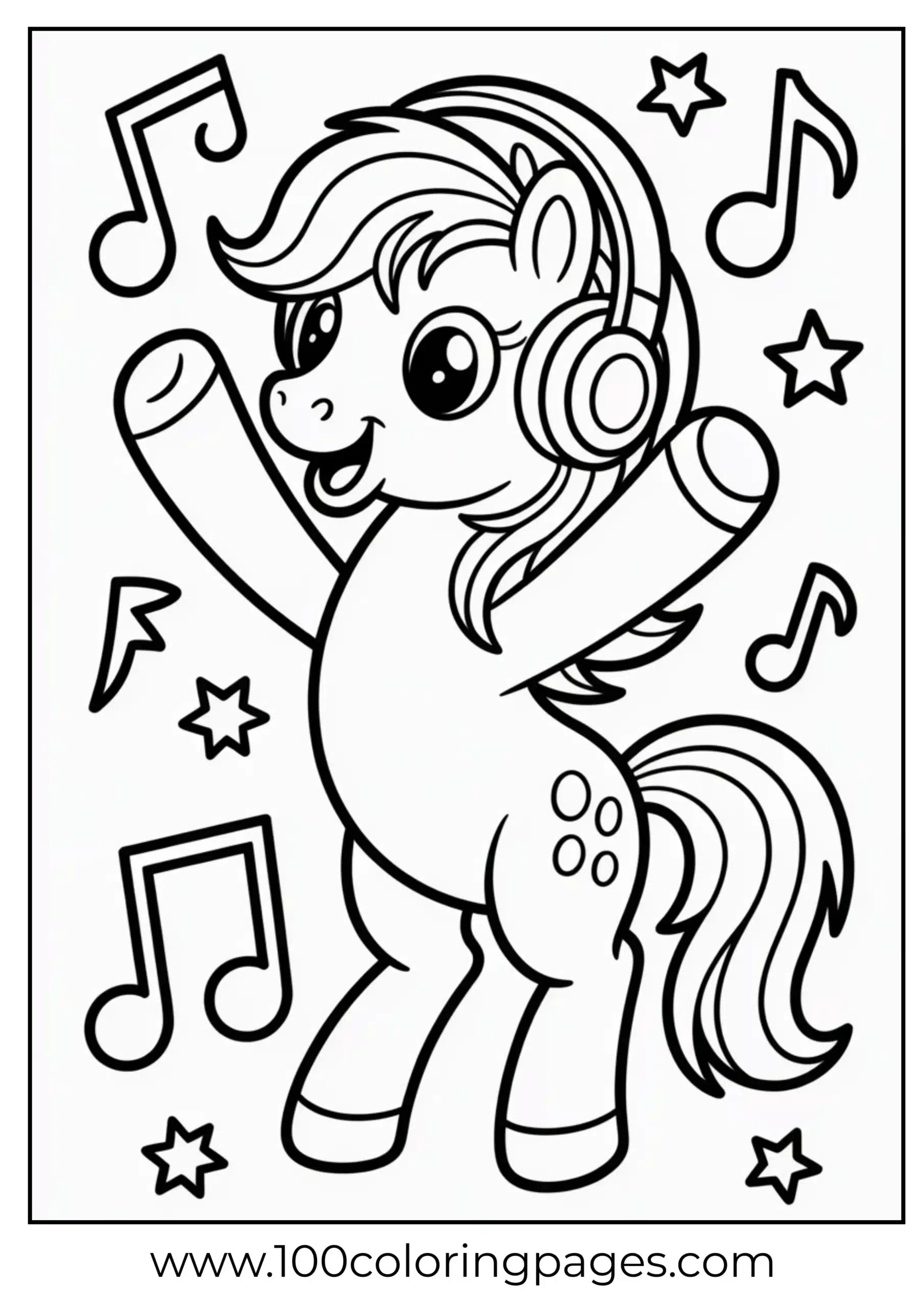 Pony dancing with headphones on