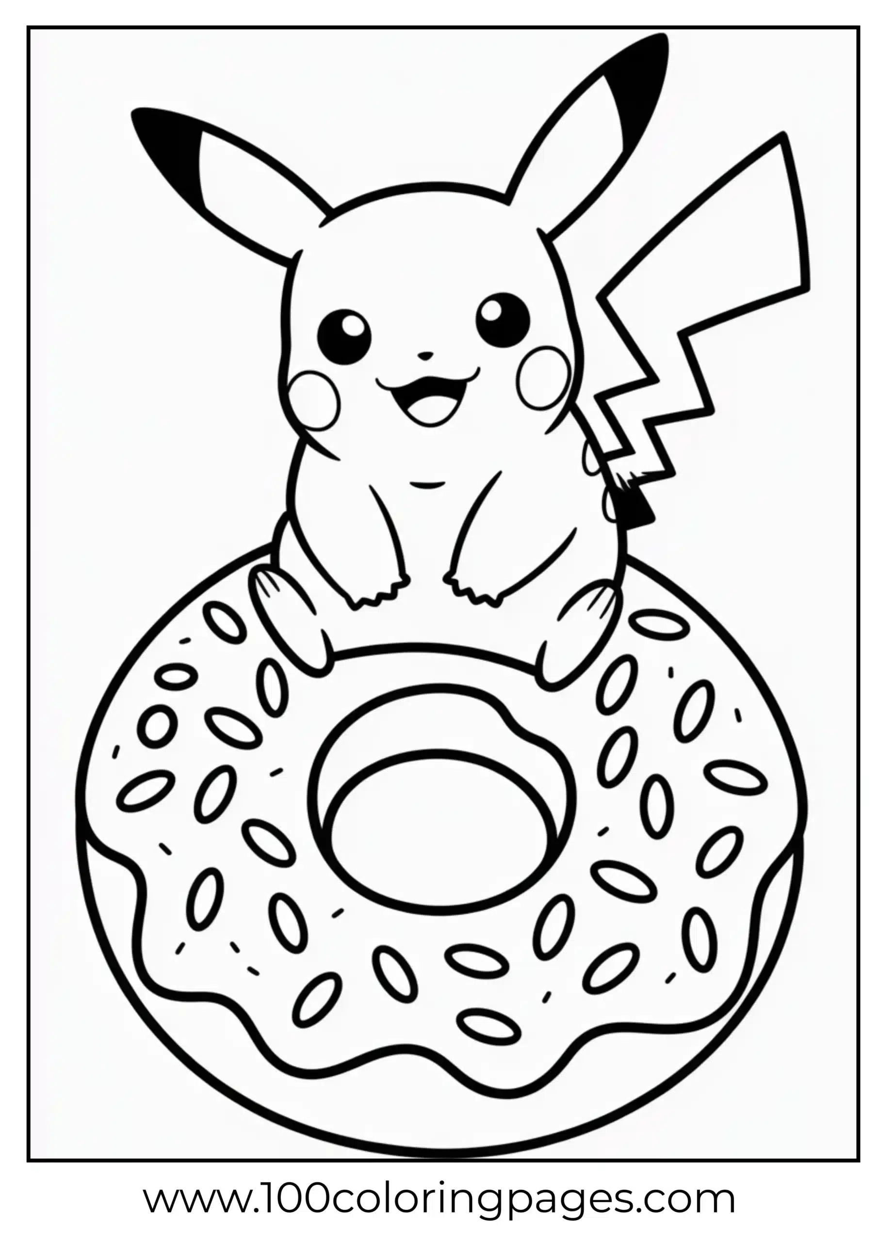 Pikachu sitting on frosted donut