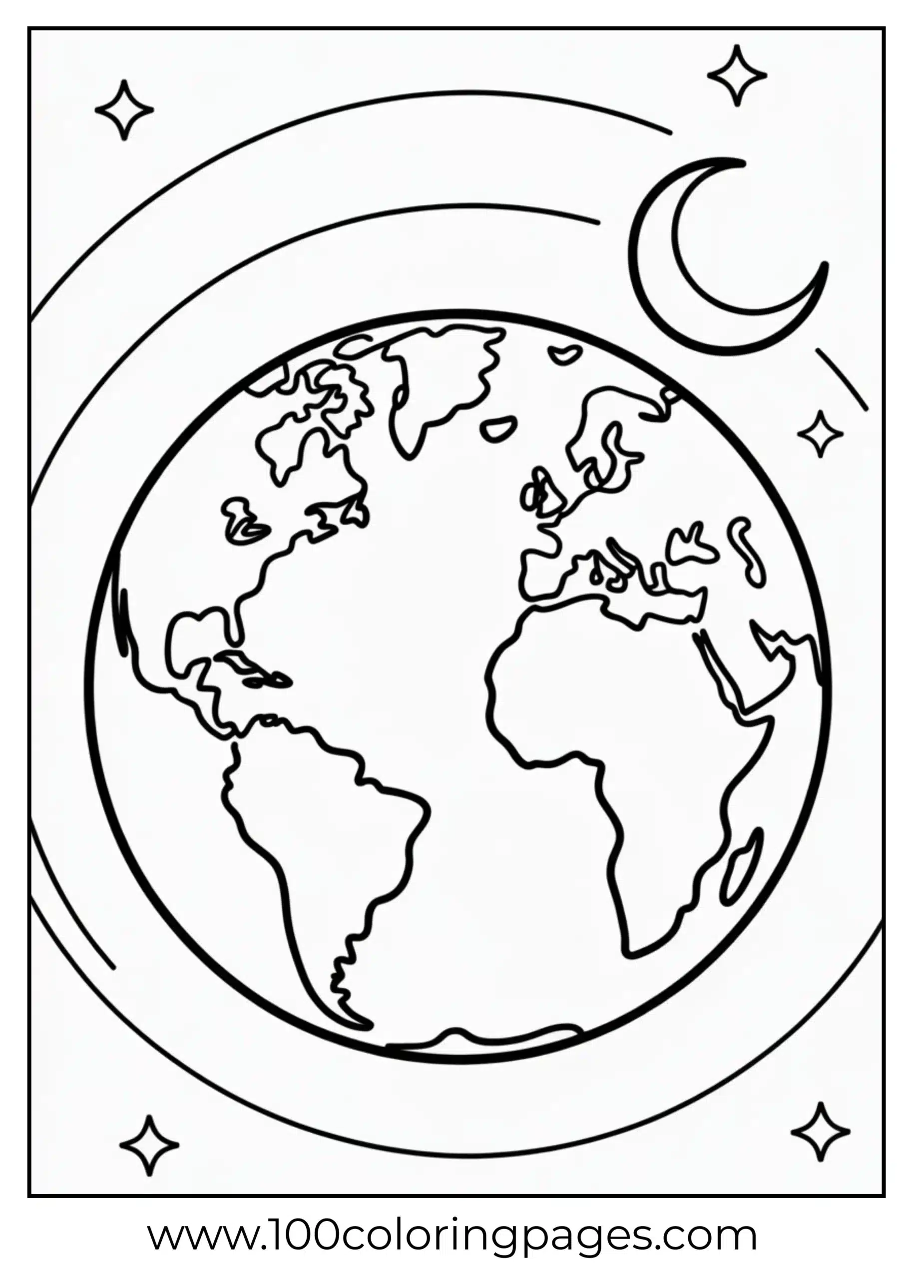 Earth with Moon coloring page