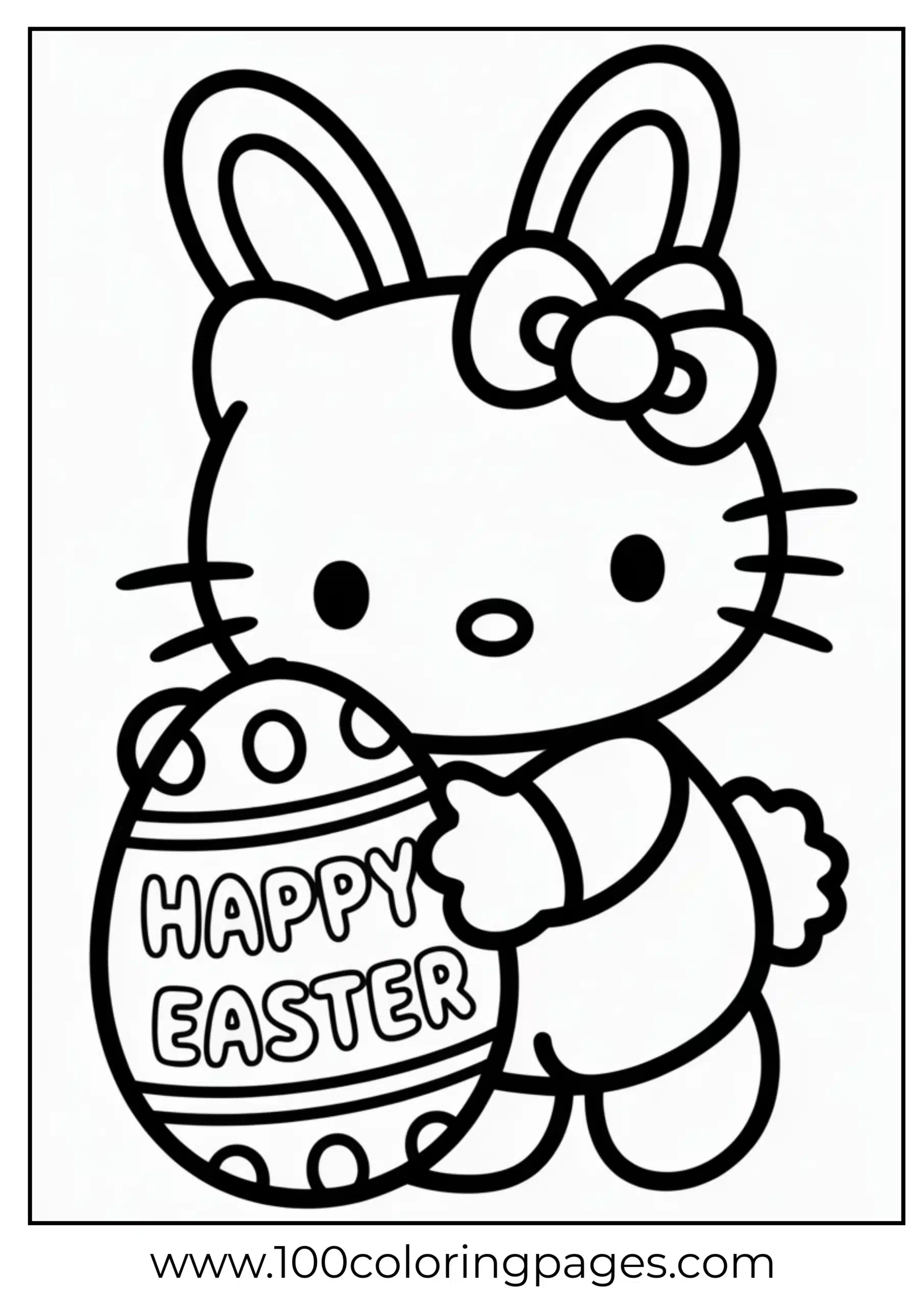 Hello Kitty in bunny suit coloring page