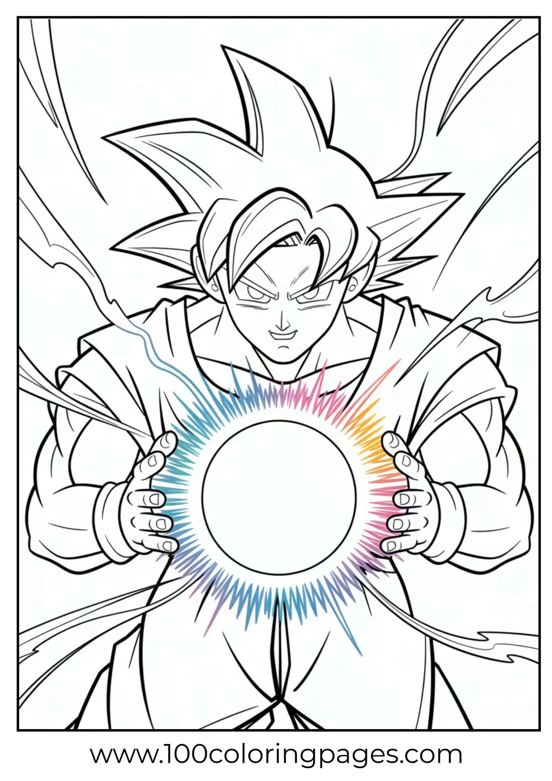 Goku charging energy orb coloring page
