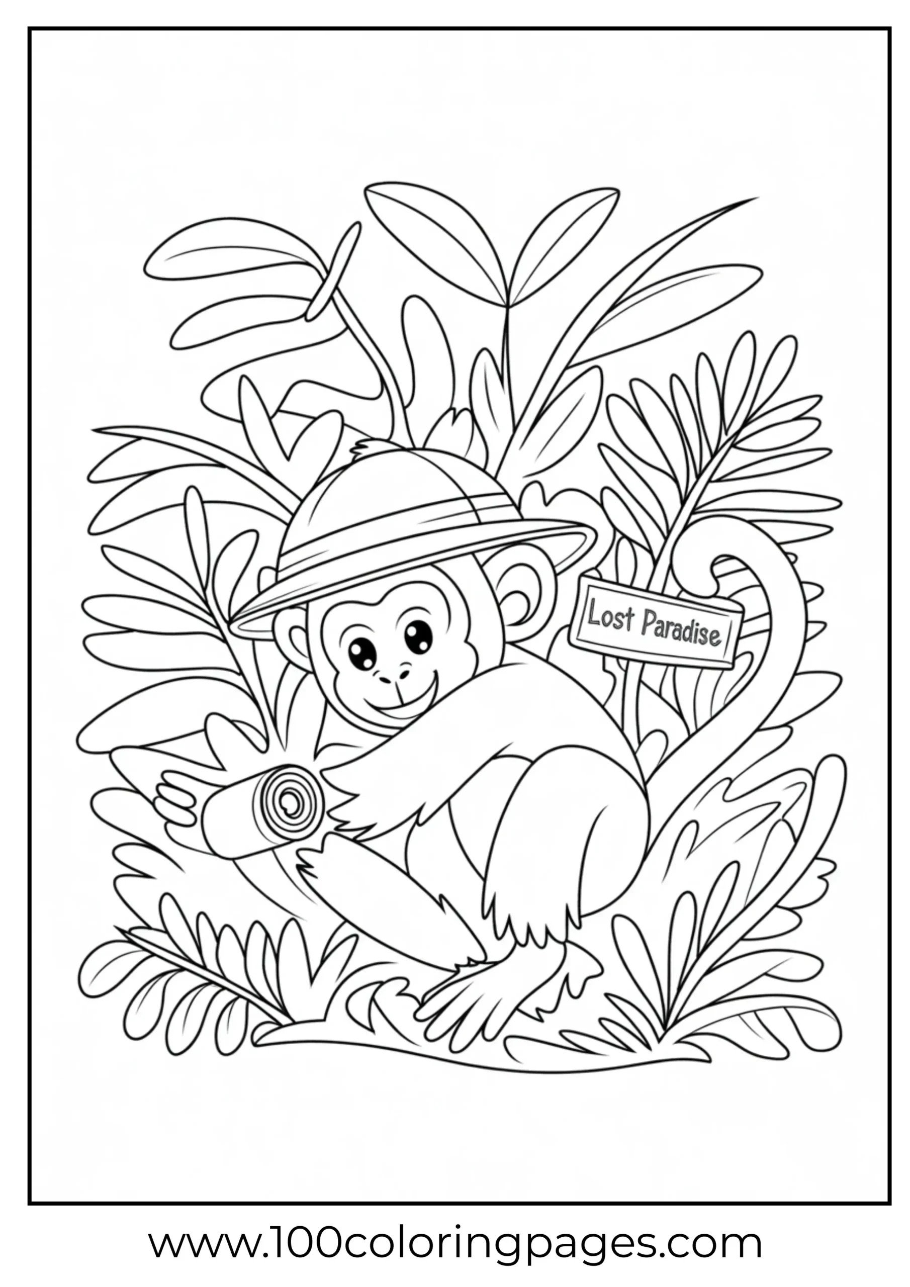 Monkey explorer with map coloring page