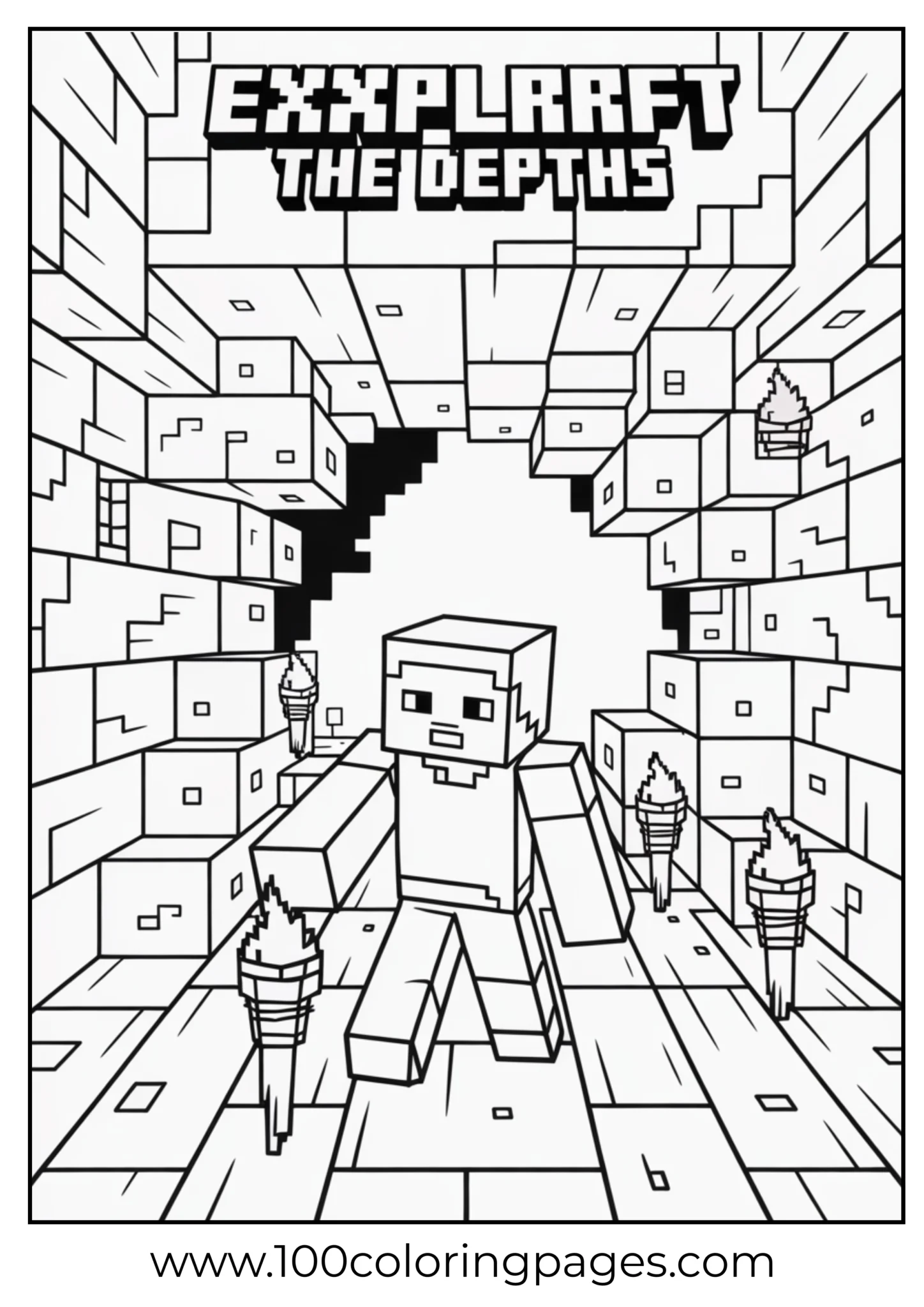 Blocky character exploring deep underground dungeons