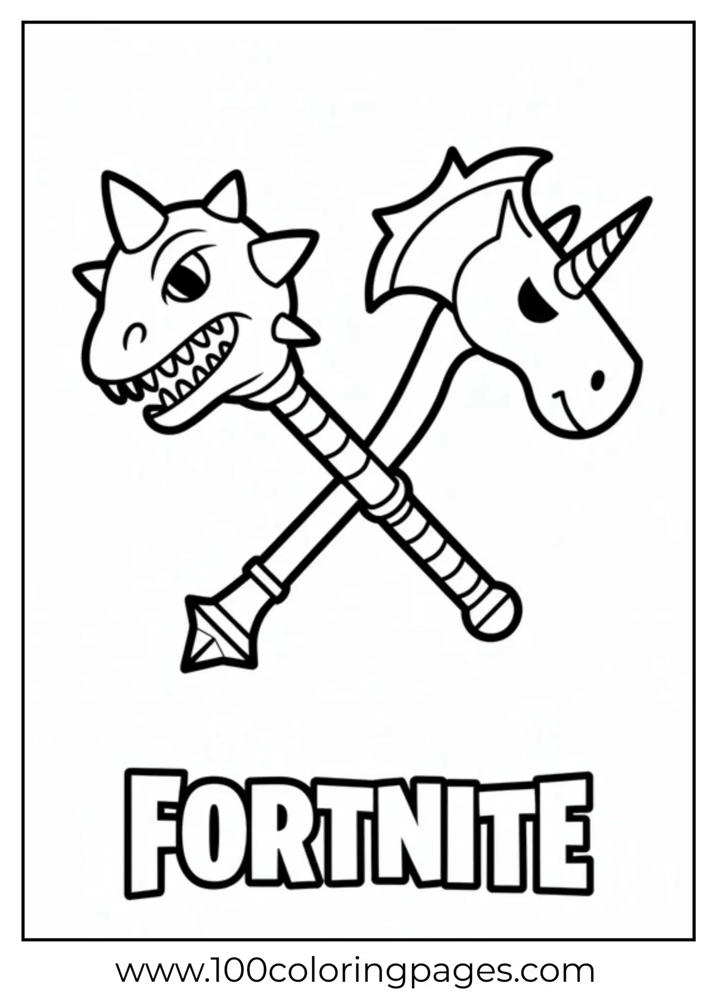 Coloring page of two fantasy styled maces