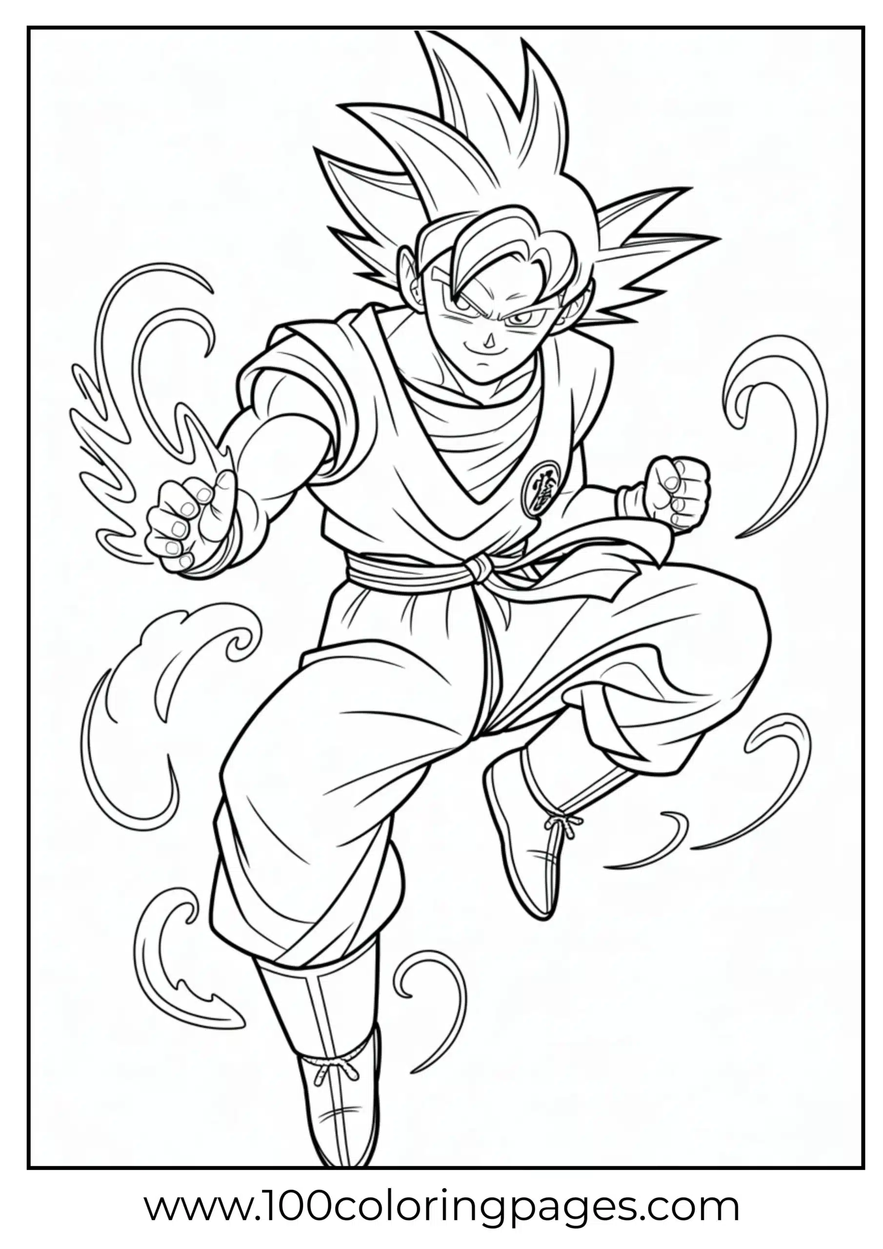 Goku in fighting stance coloring page