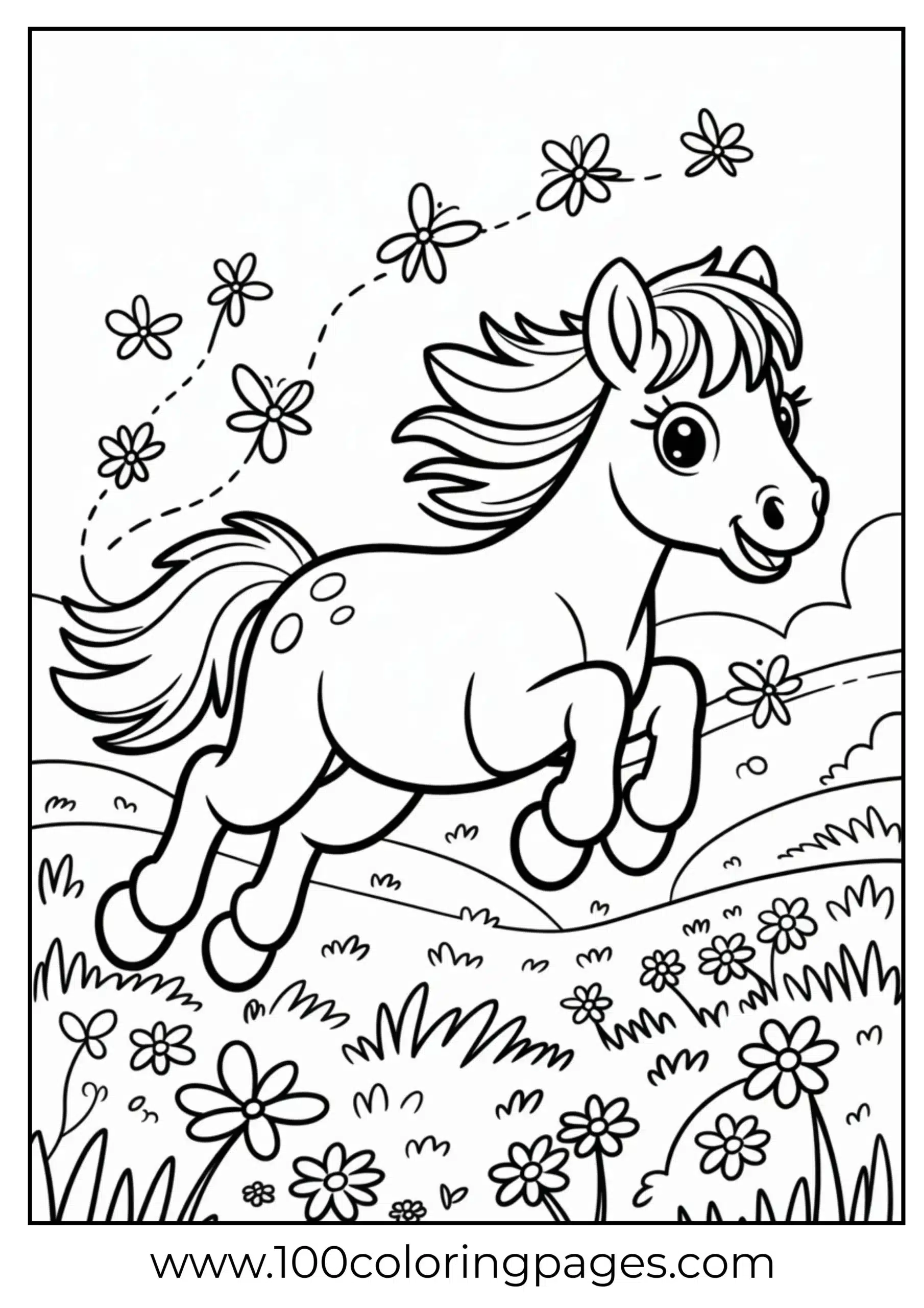 Pony chasing fireflies at dusk
