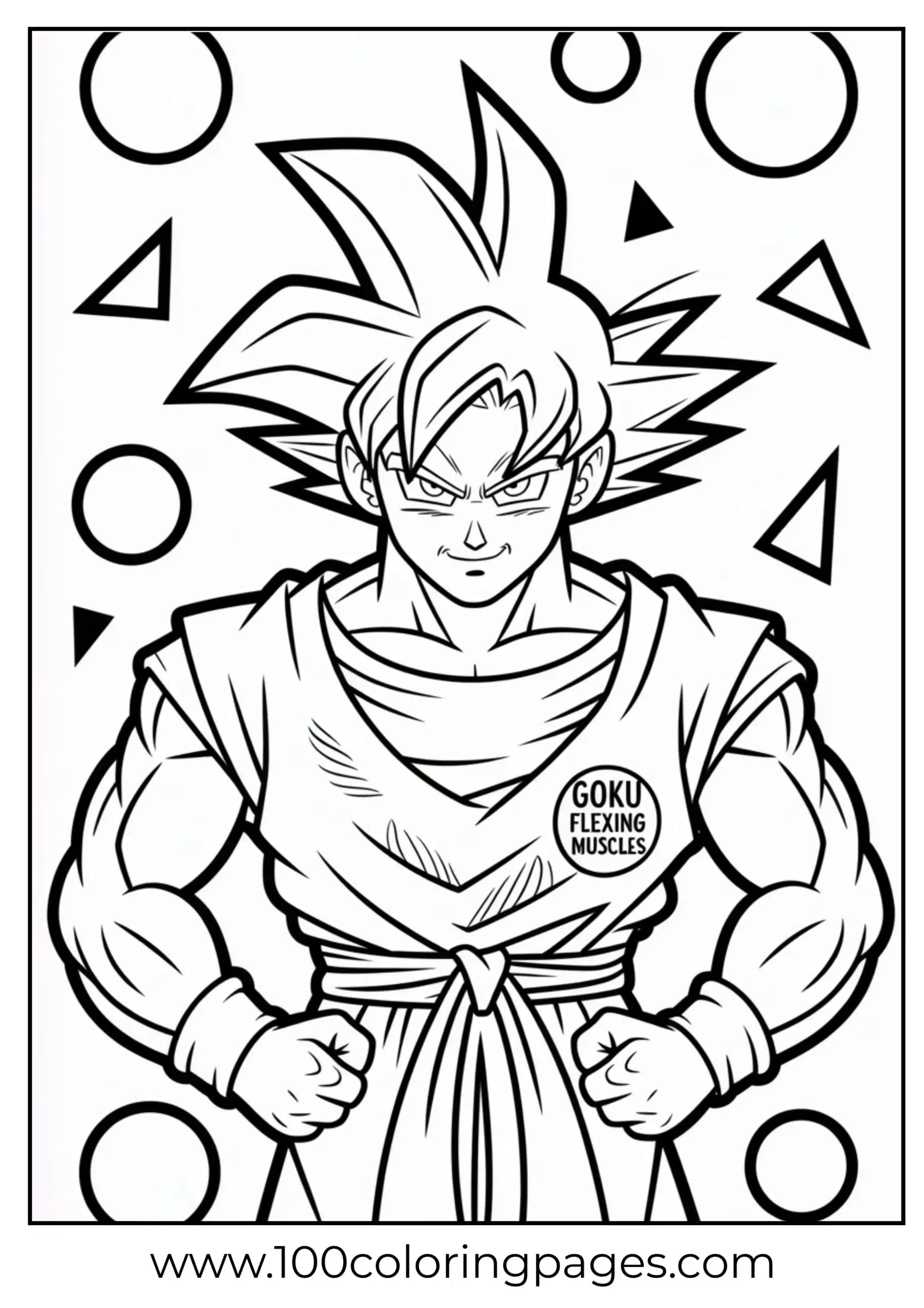 Goku flexing muscles coloring page