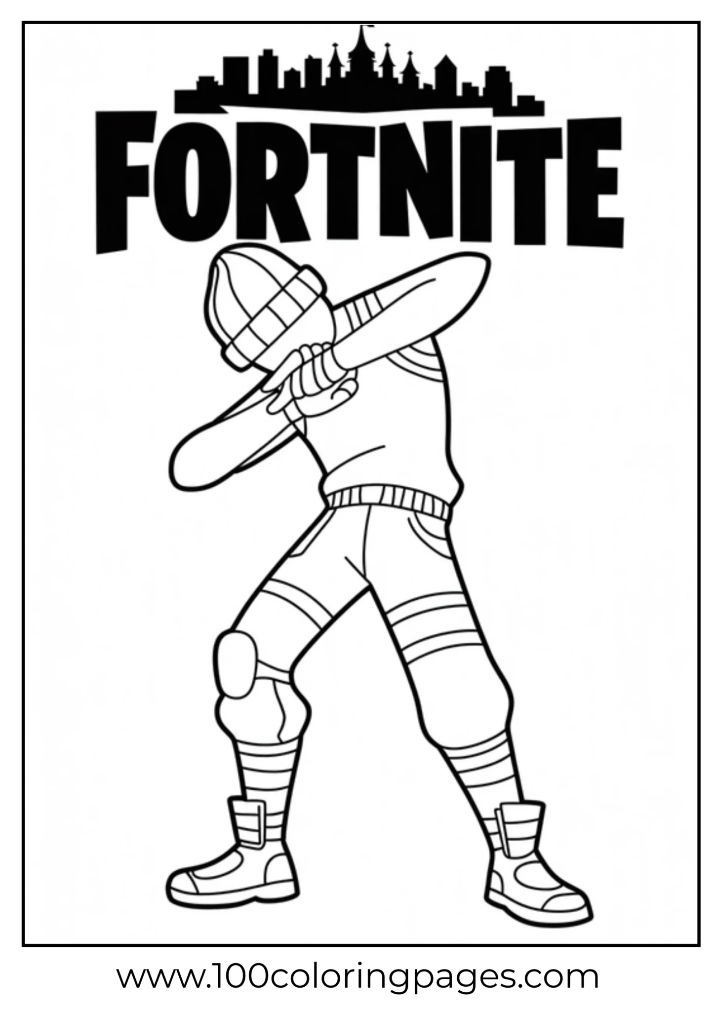 Cartoon character dabbing, with 'Fortnite' text above