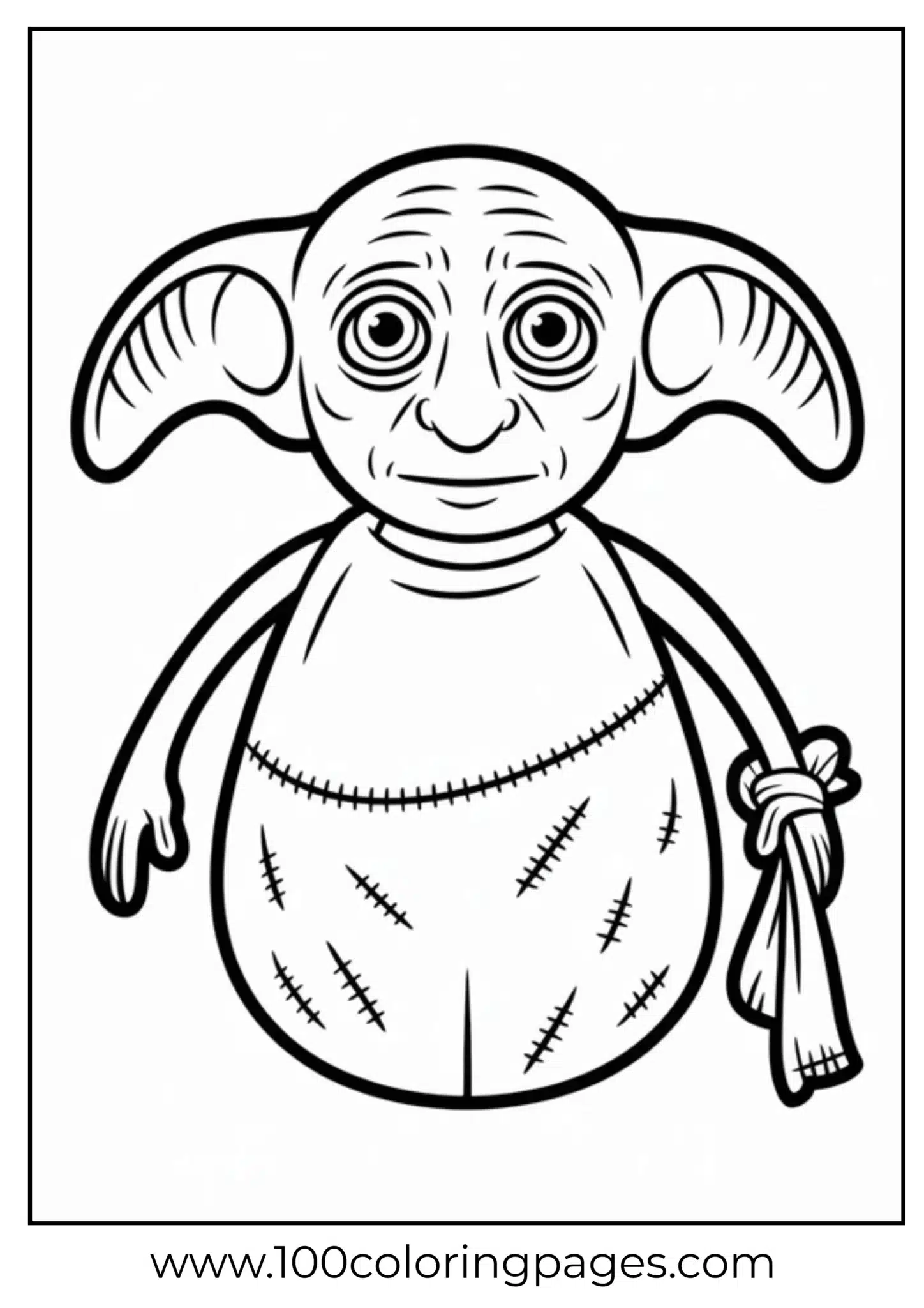 Cartoonish alien with large ears and big eyes, holding a sack