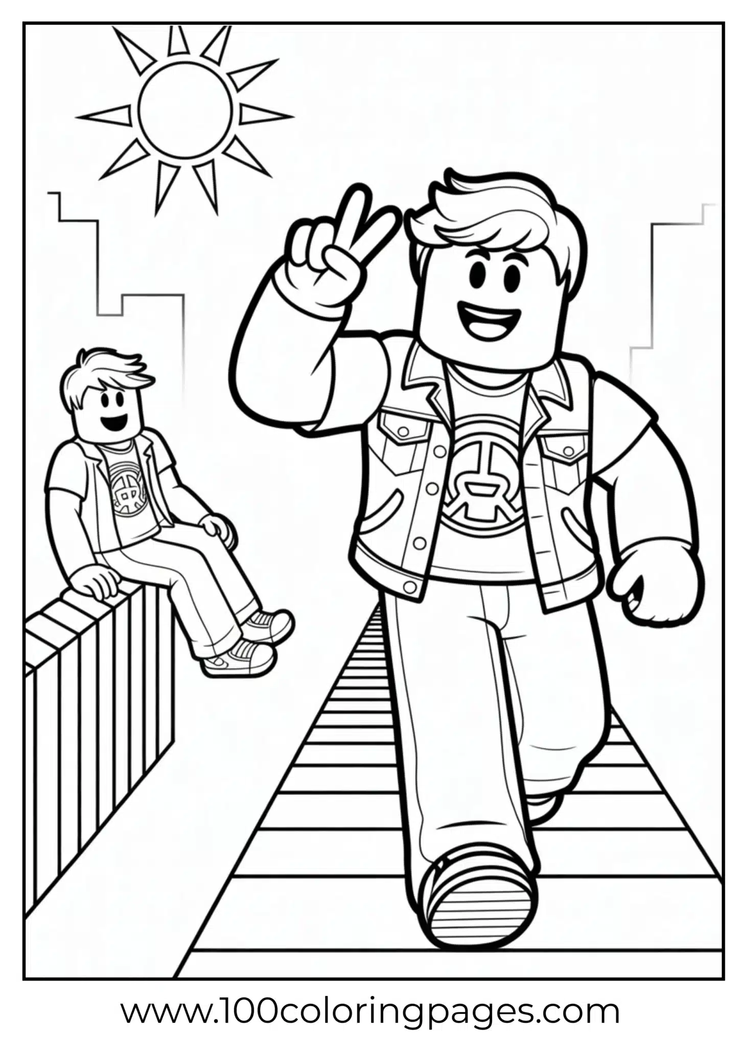 Two friendly characters enjoying a sunny day on train tracks