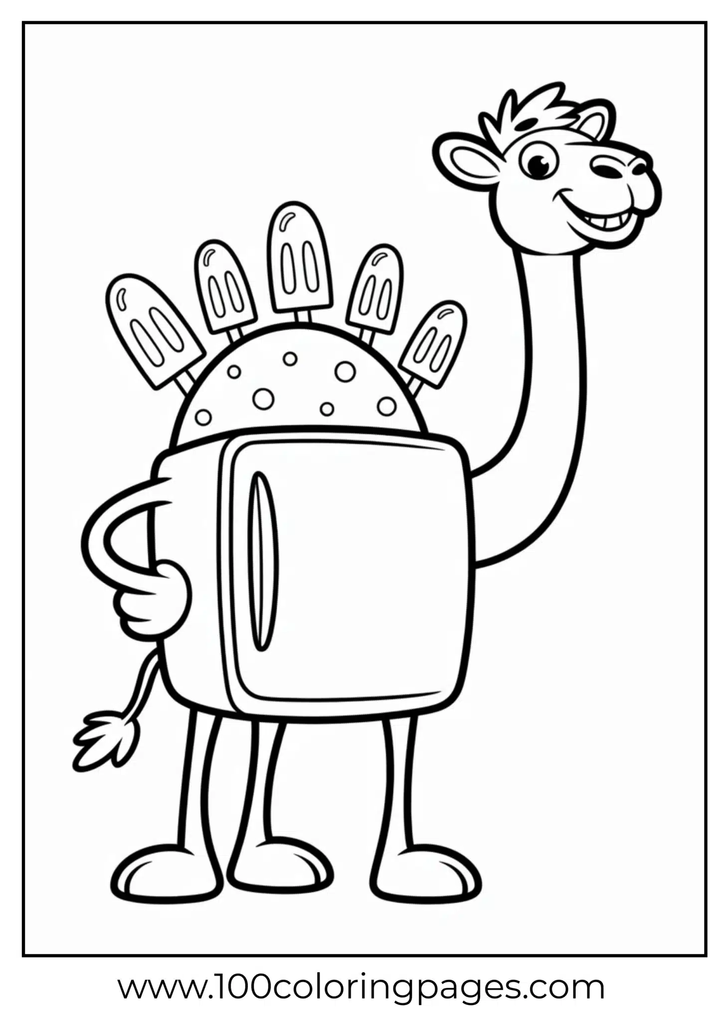 Camel with a popsicle shell back standing upright