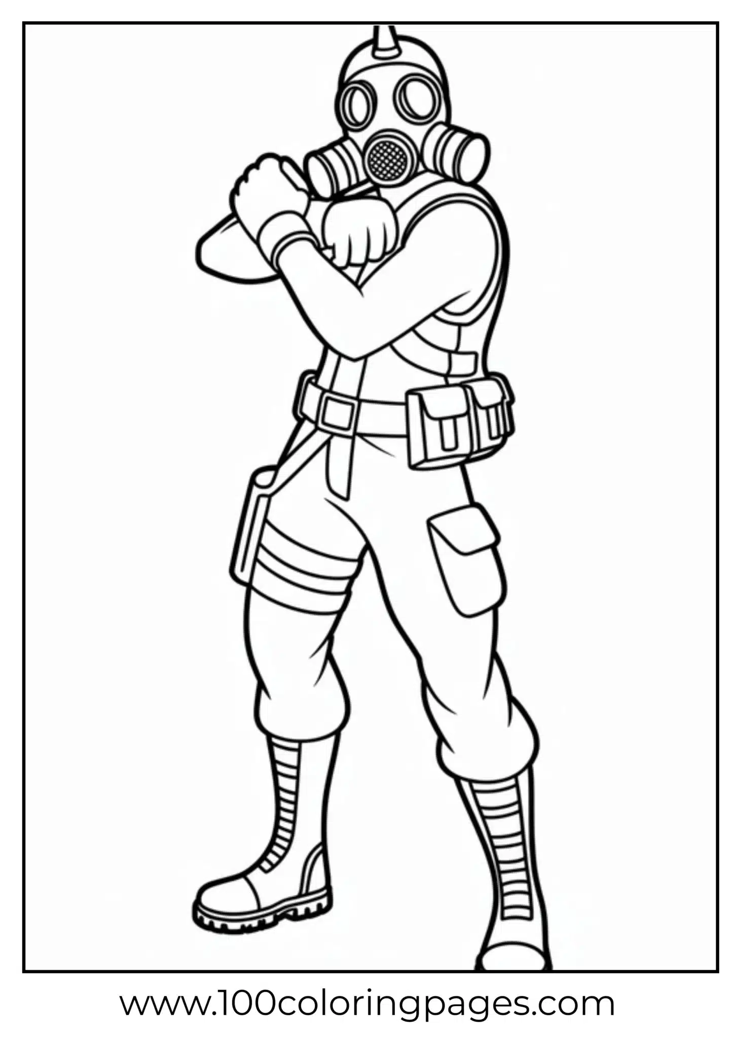 Futuristic soldier wearing a gas mask with protective gear