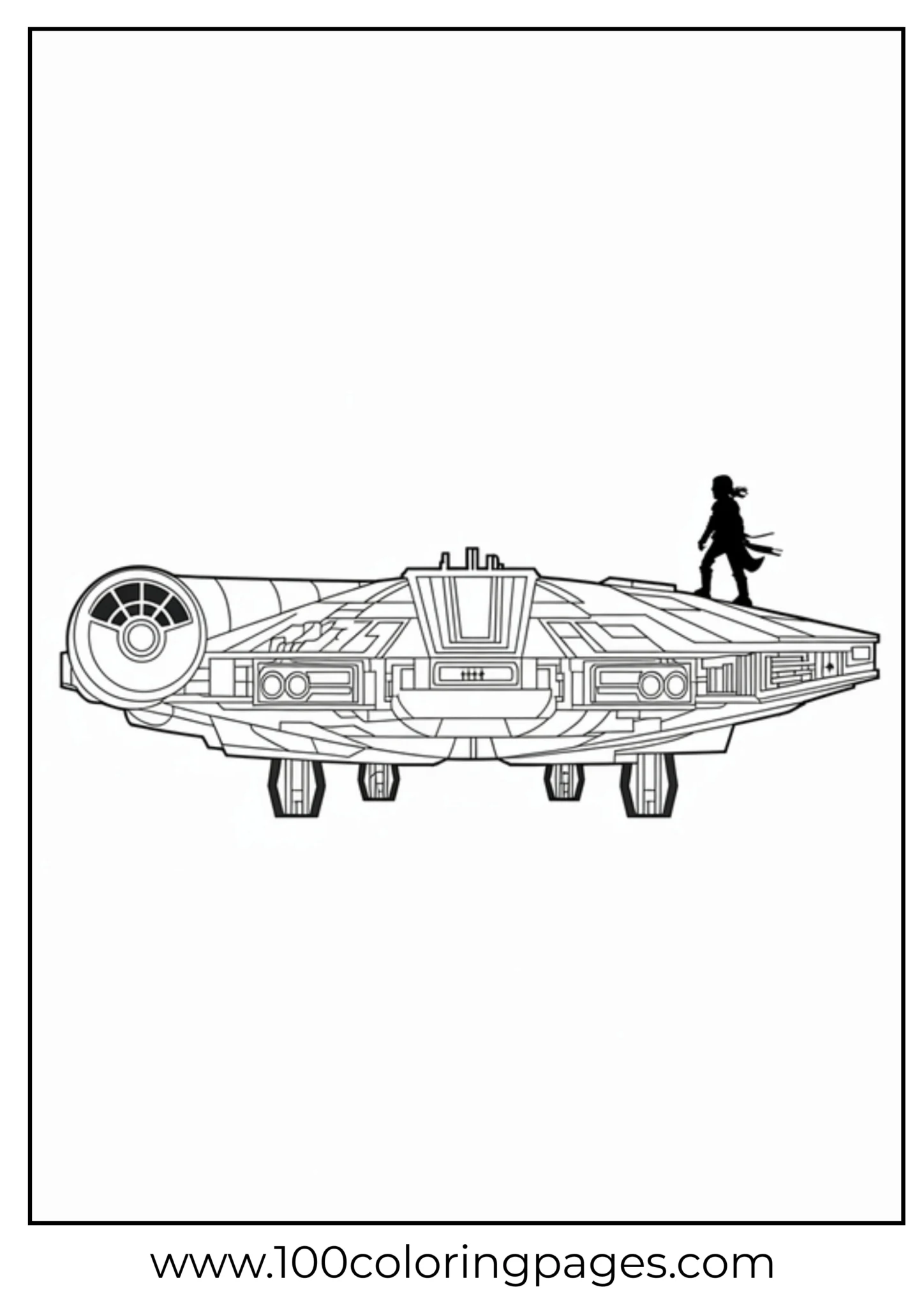 Silhouetted figure standing atop a detailed spaceship